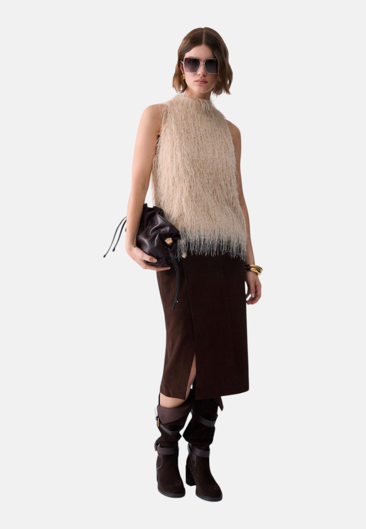 Top  Donna Liu Jo Smanicato Con Frange  CF6134J3996