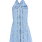 Vestito Corto Donna Tommy Jeans In Jeans Zip Halterneck DW0DW17057