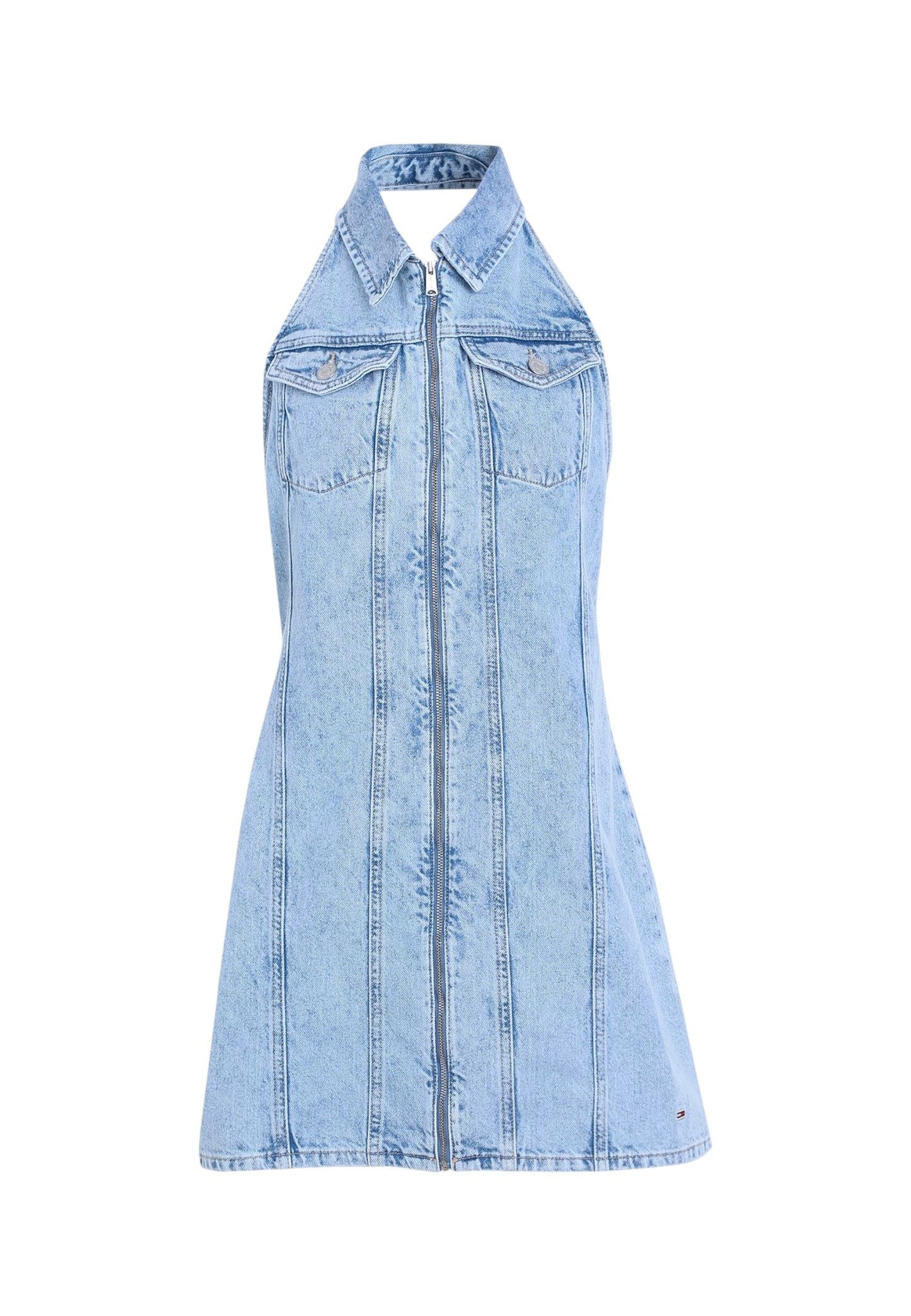 Vestito Corto Donna Tommy Jeans In Jeans Zip Halterneck DW0DW17057