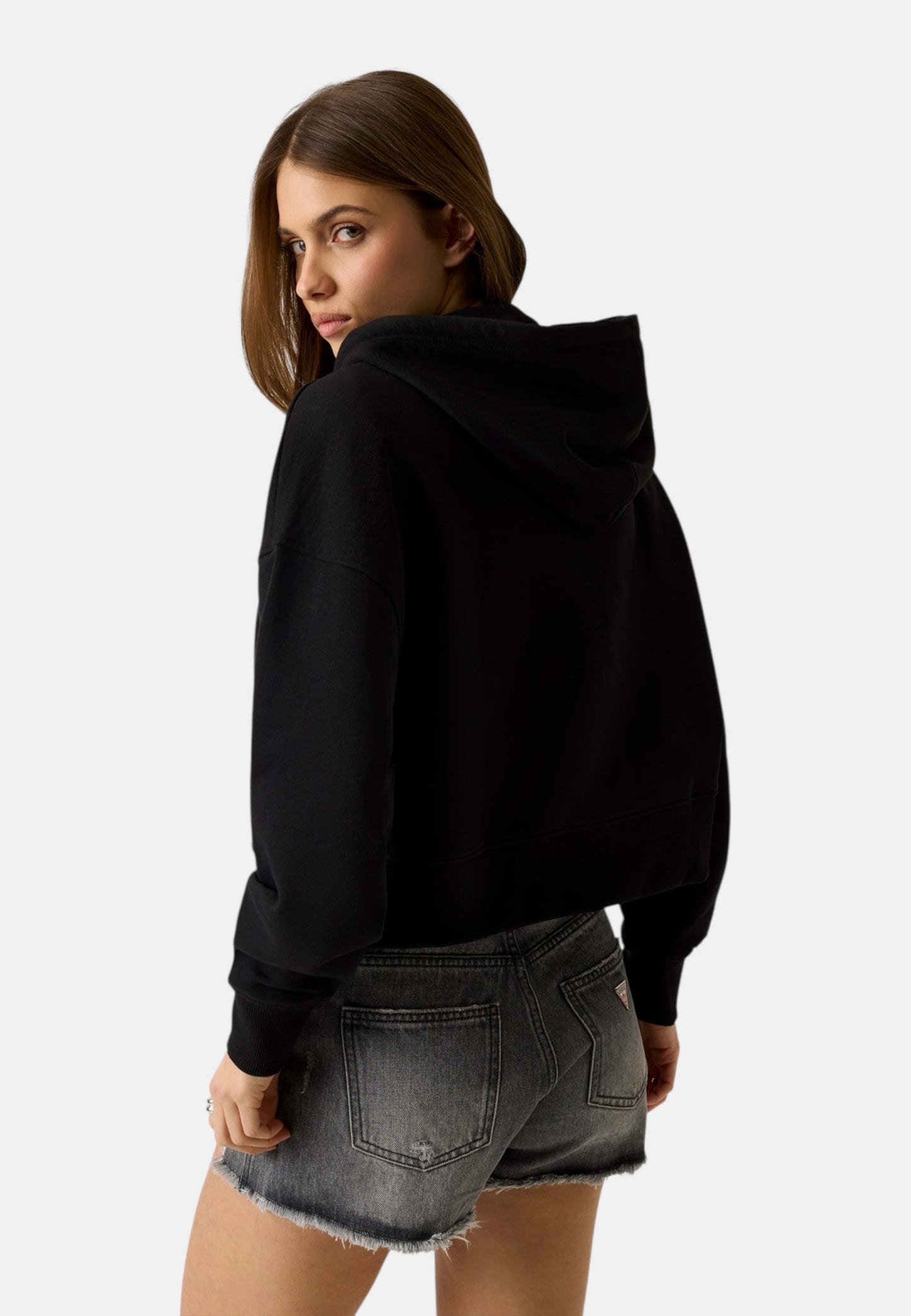 Felpa Con Cappuccio Donna Guess Cropped Gj Drop Shoulder Baker W6RQ00K68I4