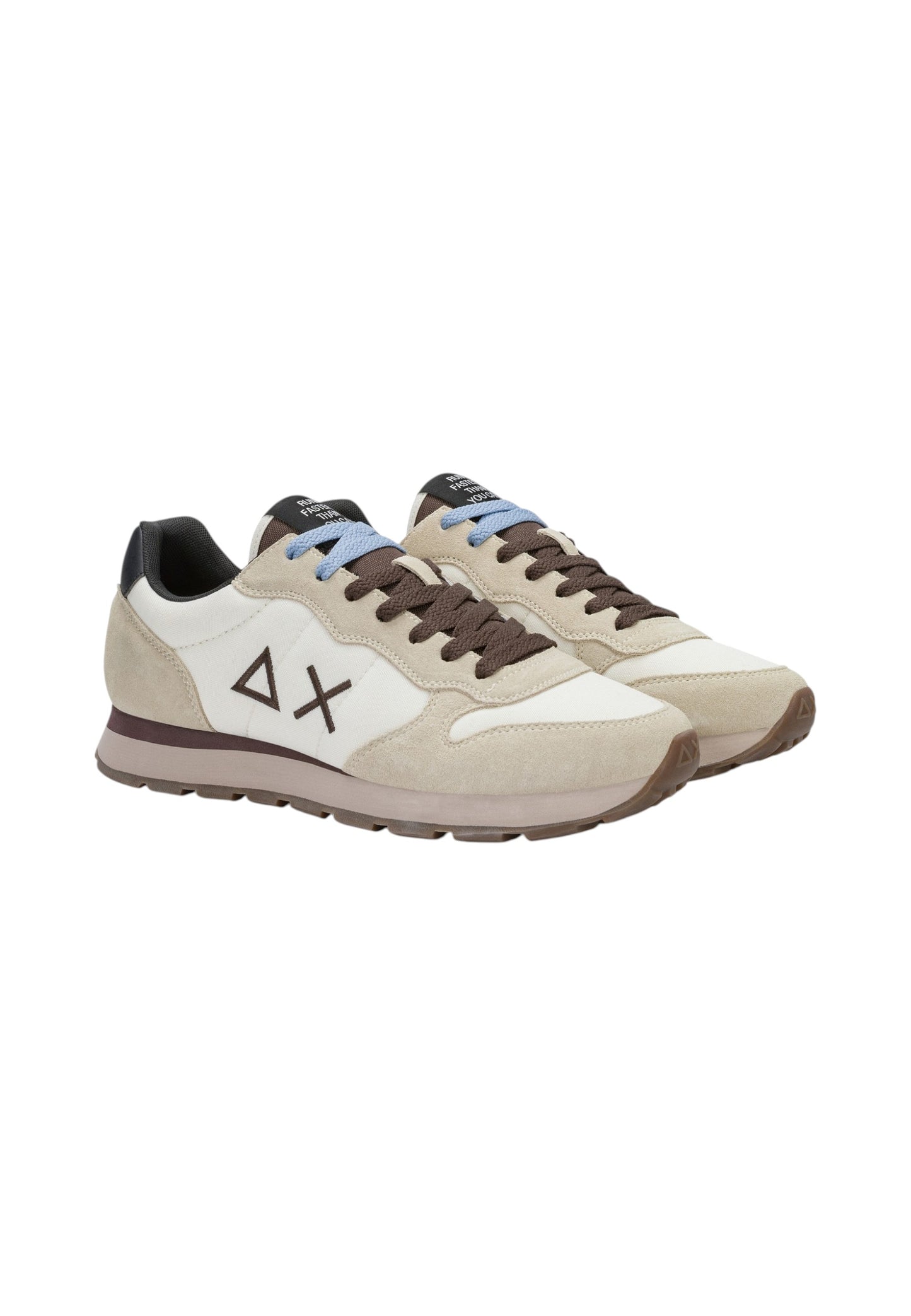 Sneakers Basse Uomo Sun68 Stile Running, Logo Ricamato, Nylon E Suede Tom Solid Z46101