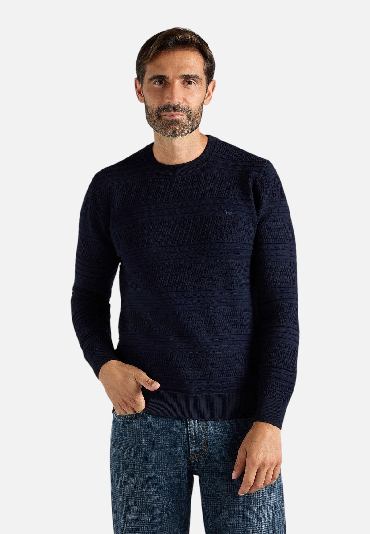 Maglione A Girocollo Uomo Harmont & Blaine Pura lana, Lavorazione 3D, Regular Fit, Tinta unita, Made in Italy, Logo Harmont & Blaine  HRR965030277