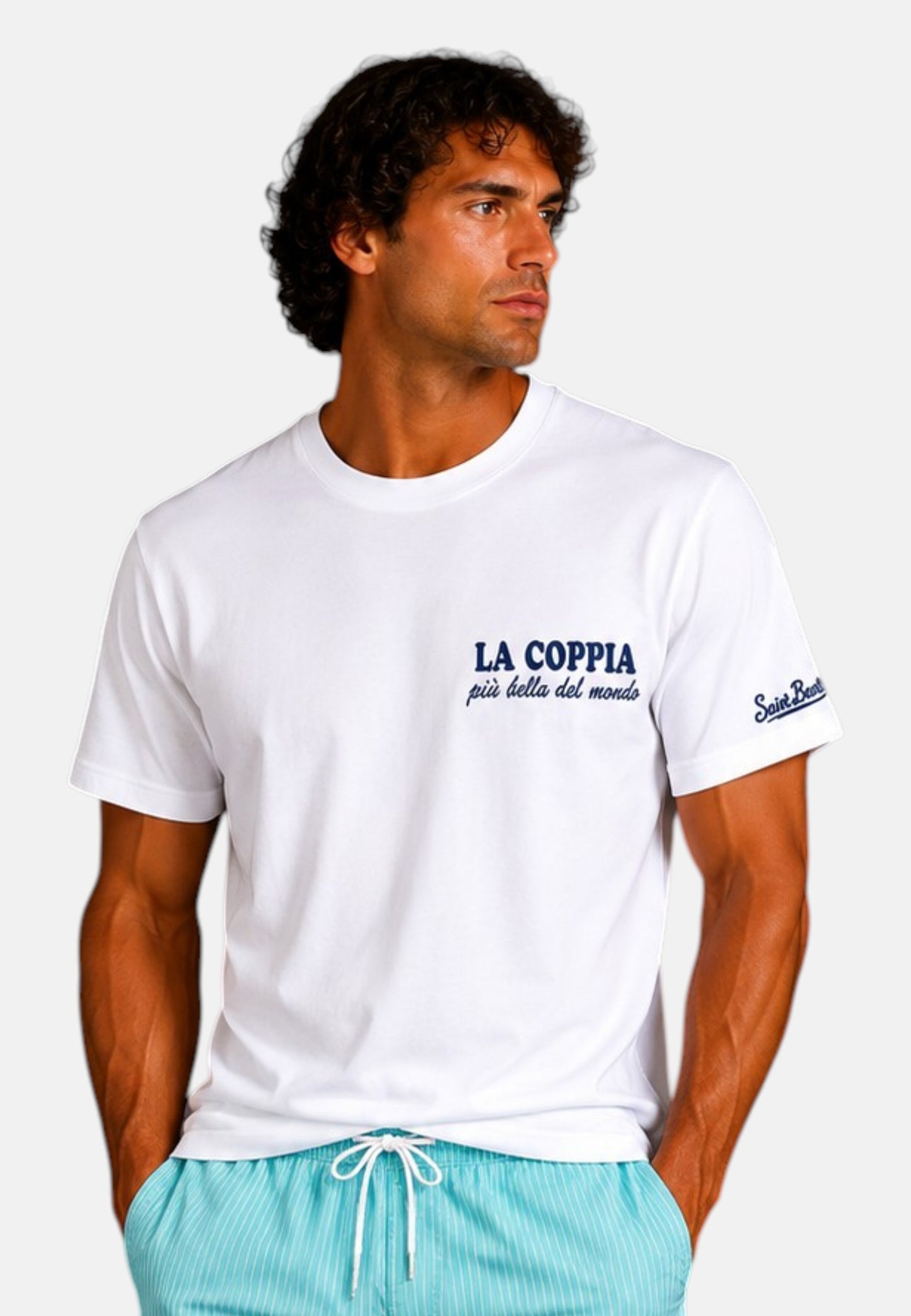 T-Shirt Manica Corta Uomo Mc2 Saint Barth Stampa/Ricamo Fronte E Retro Coppia Schweppes Portland PRL0002