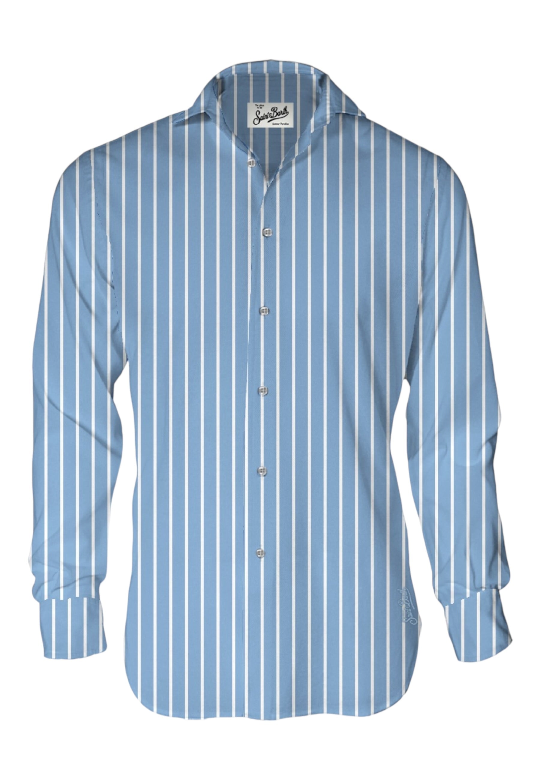 Camicia Manica lunga Uomo Mc2 Saint Barth Voile Stripes Tiny Chemise Ice LCM0001