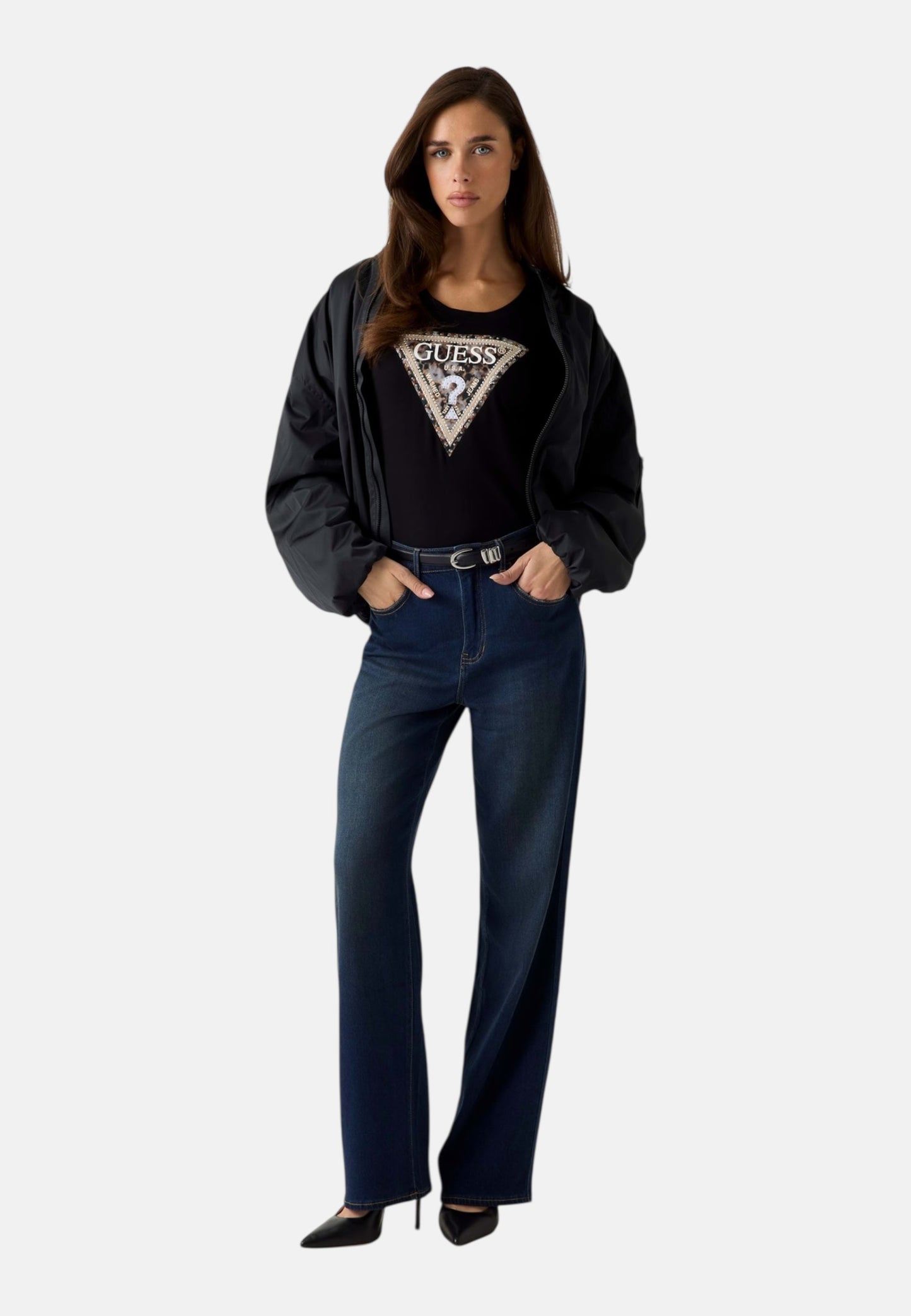 T-Shirt Manica Corta Donna Guess  Leo Triangle W6RI32J1314