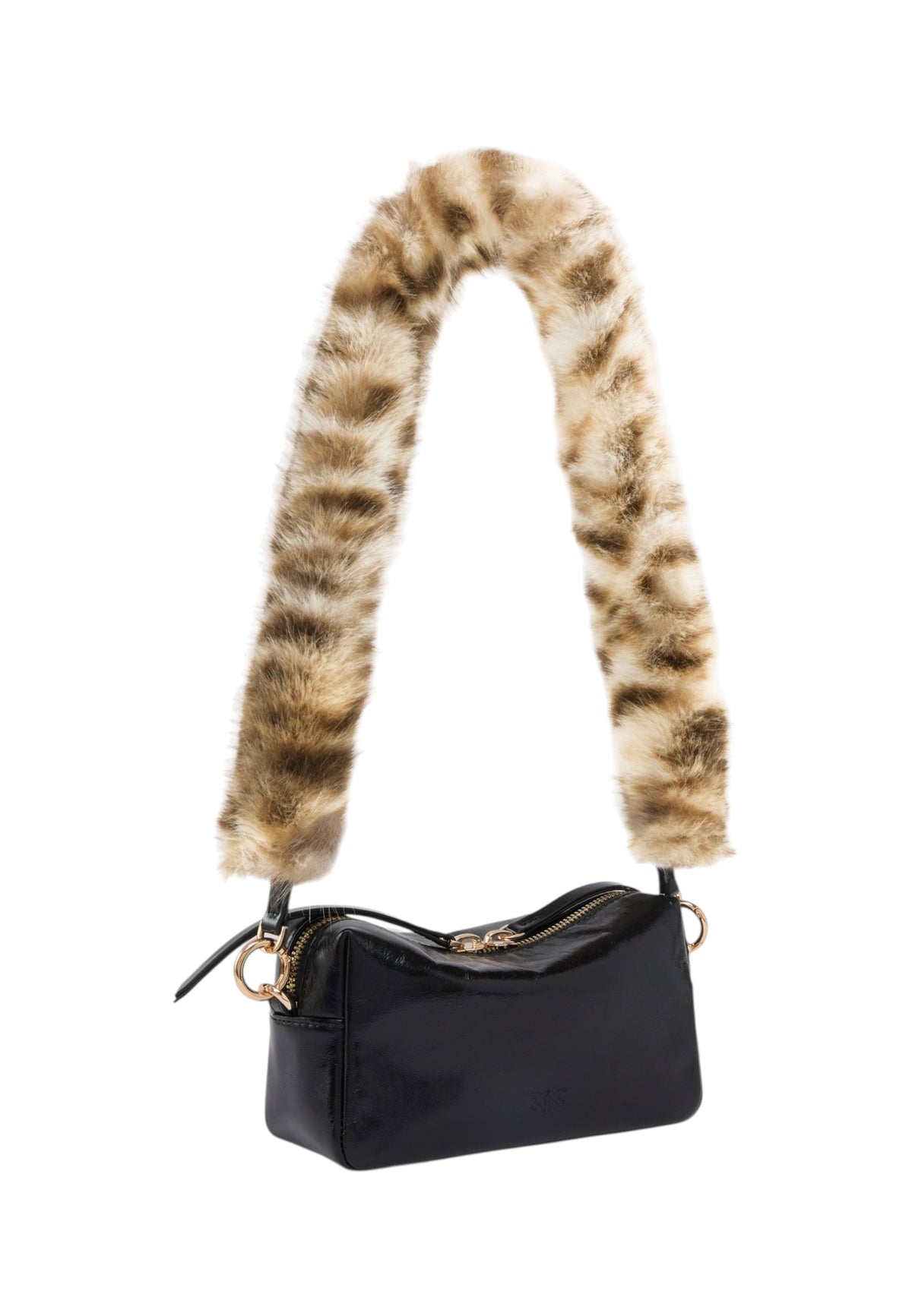 Borsa A Mano Donna Pinko Pelliccia sintetica maculata, dettagli in pelle, formato mini, forma a bauletto, misure 20 x 7 x 10 cm Bauletto Mini Macula Fur 107680A3LP