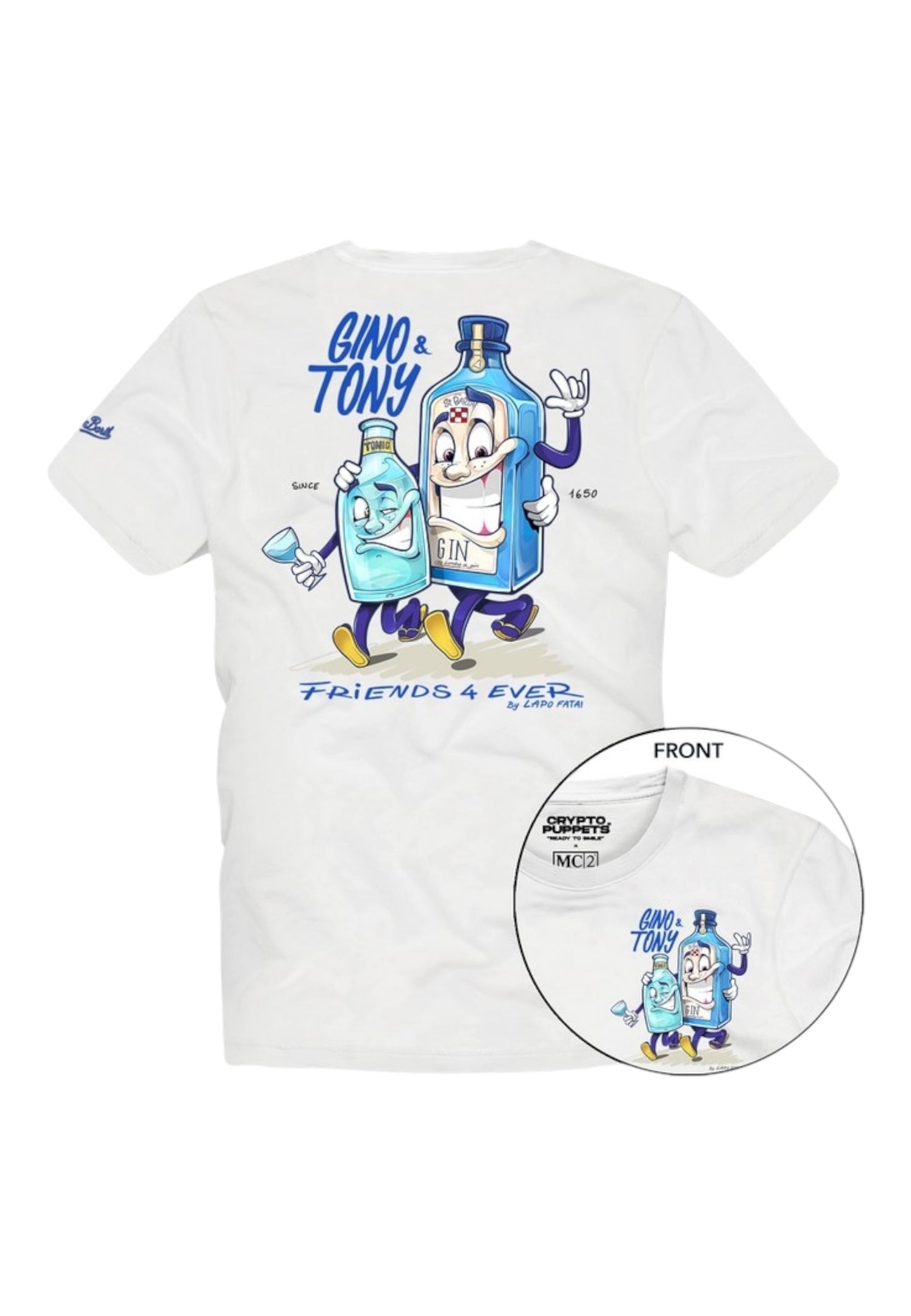 T-Shirt Manica Corta Uomo Mc2 Saint Barth Stampa/Ricamo Fronte E Retro Cpt Gino Tony Portland PRL0002