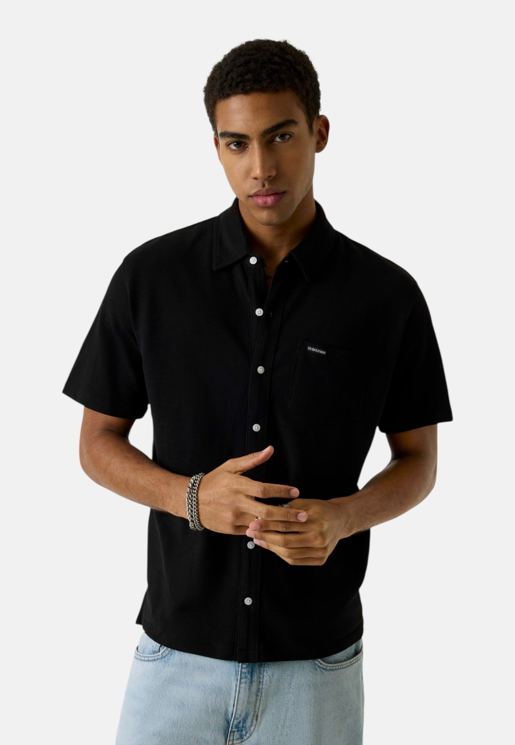 Camicia Manica Corta Uomo Guess  Gj Reg Slub Pique M6GP02KE731
