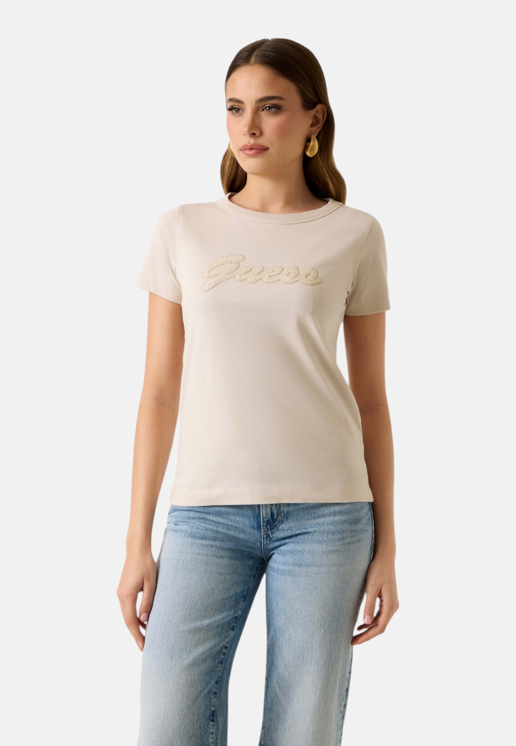 T-Shirt Manica Corta Donna Guess  3D Guess Script W6GI08K3023