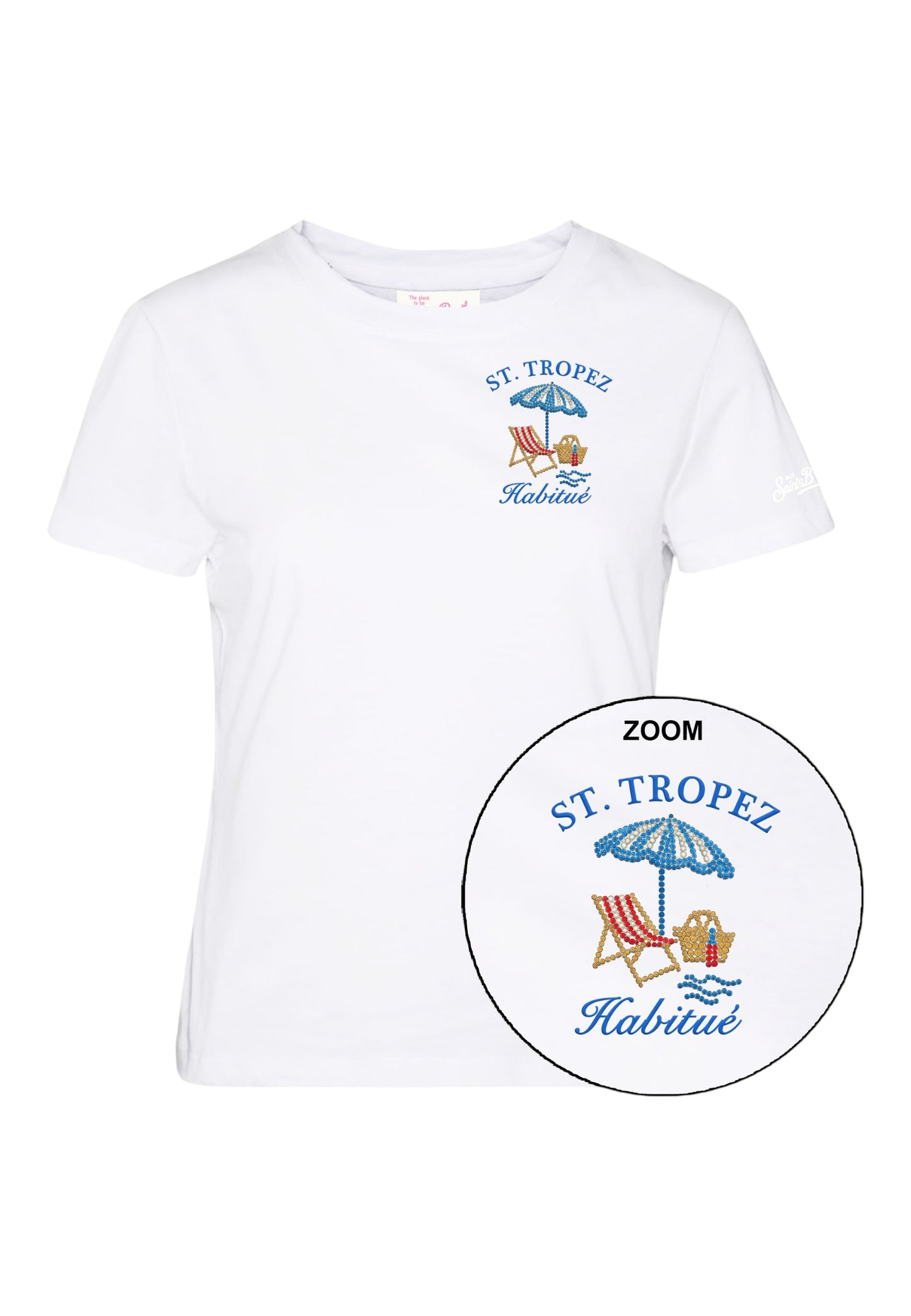 T-Shirt Manica Corta Donna Mc2 Saint Barth St Tropez Habitue Strass Emb Emilie EMI0001