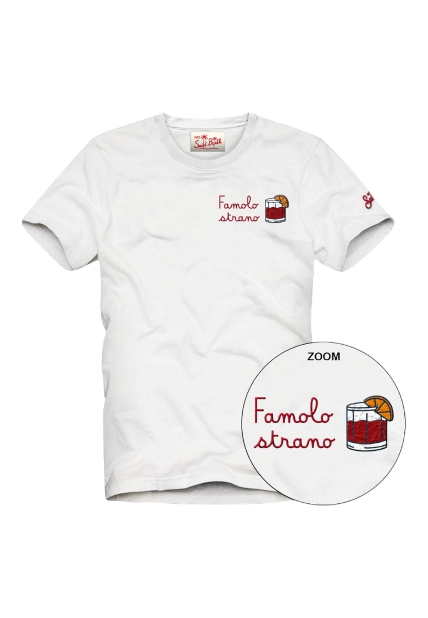 T-Shirt Manica Corta Uomo Mc2 Saint Barth Stampa E/O Ricamo Frontale Famolo Strano Portofino POT0001