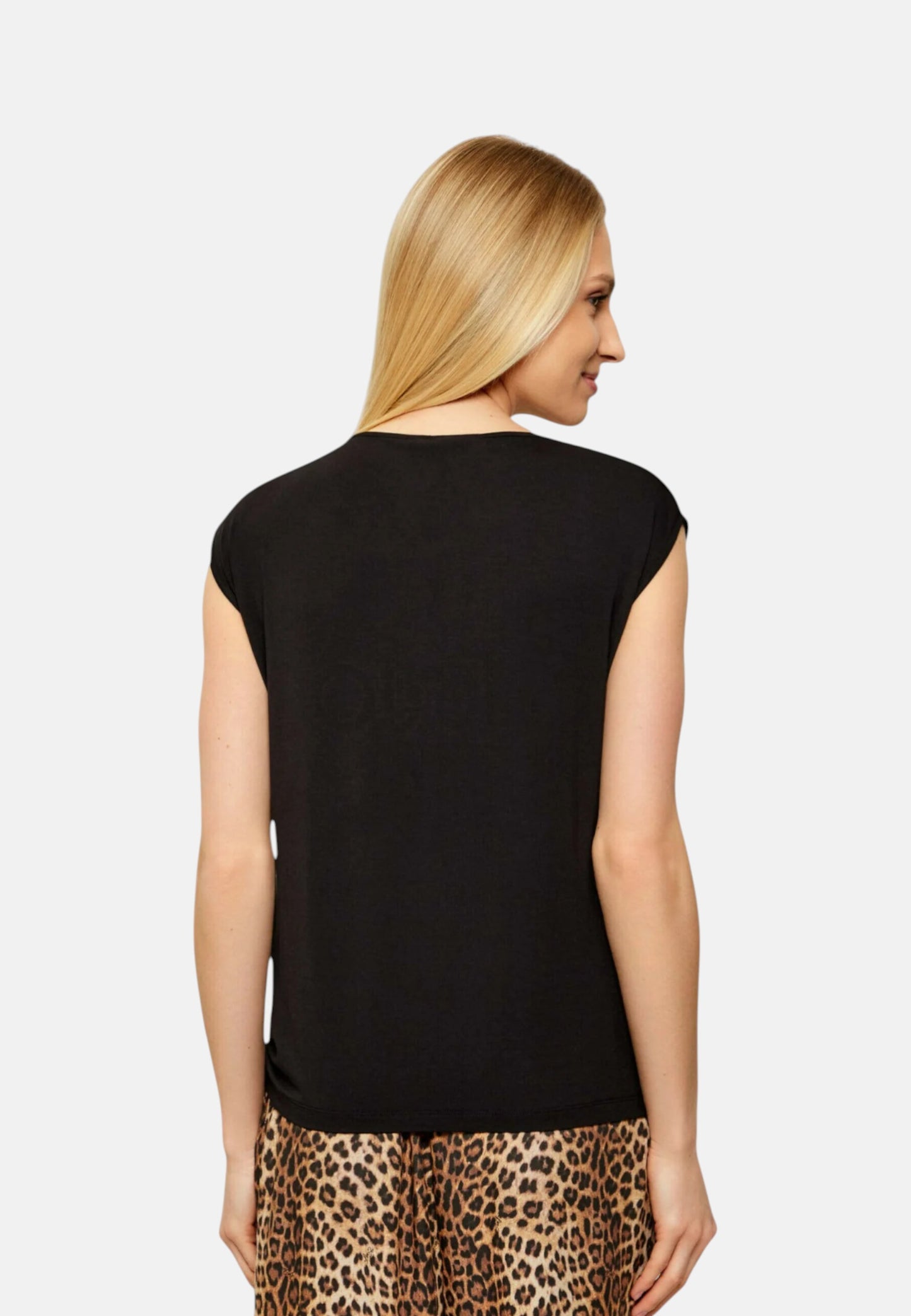 T-Shirt Manica Corta Donna Liu Jo Con Coulisse Stampa All Over Animalier Eco Line VA6047JS360