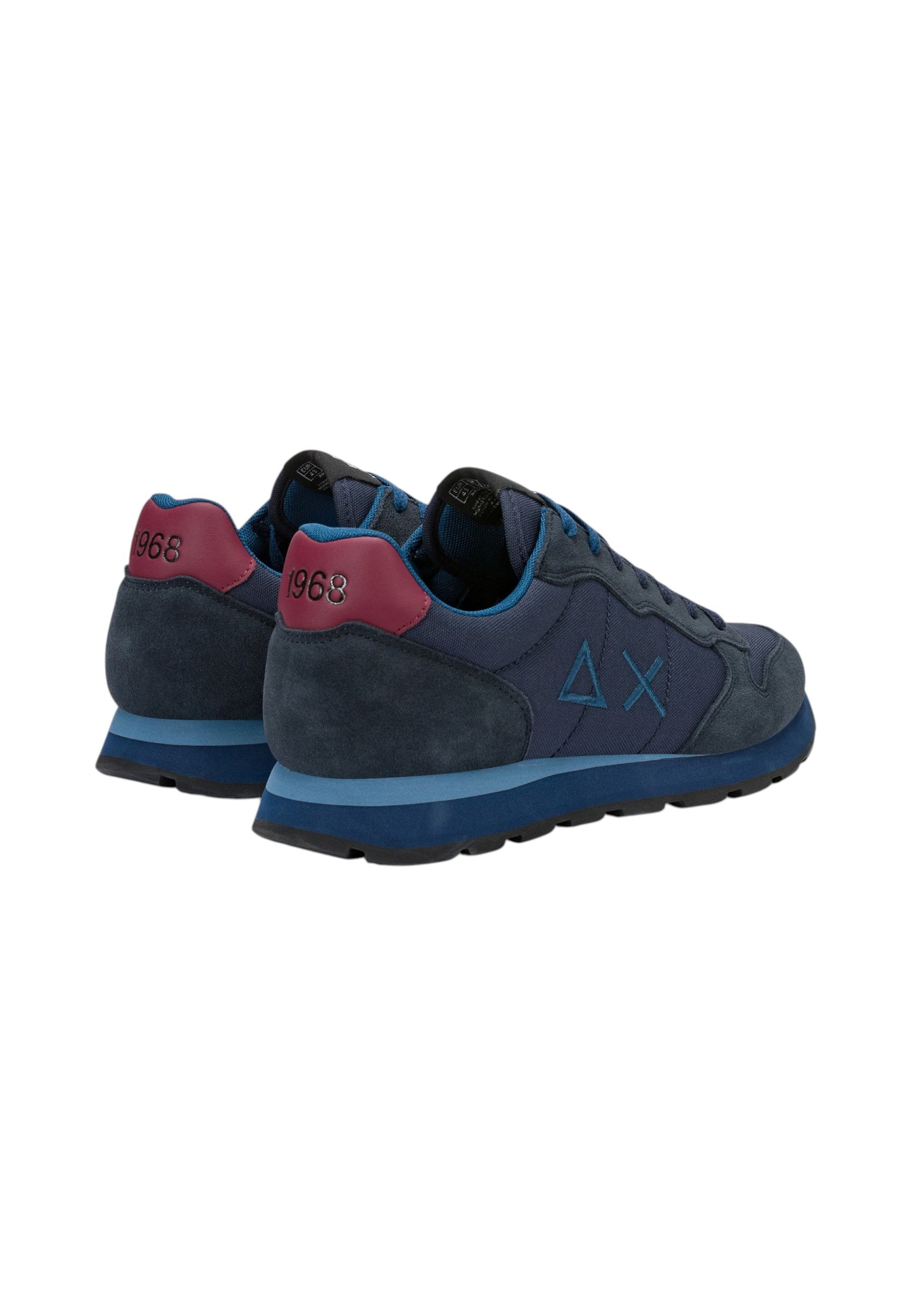 Sneakers Basse Uomo Sun68 Stile Running, Logo Ricamato, Nylon E Suede Tom Solid Z46101