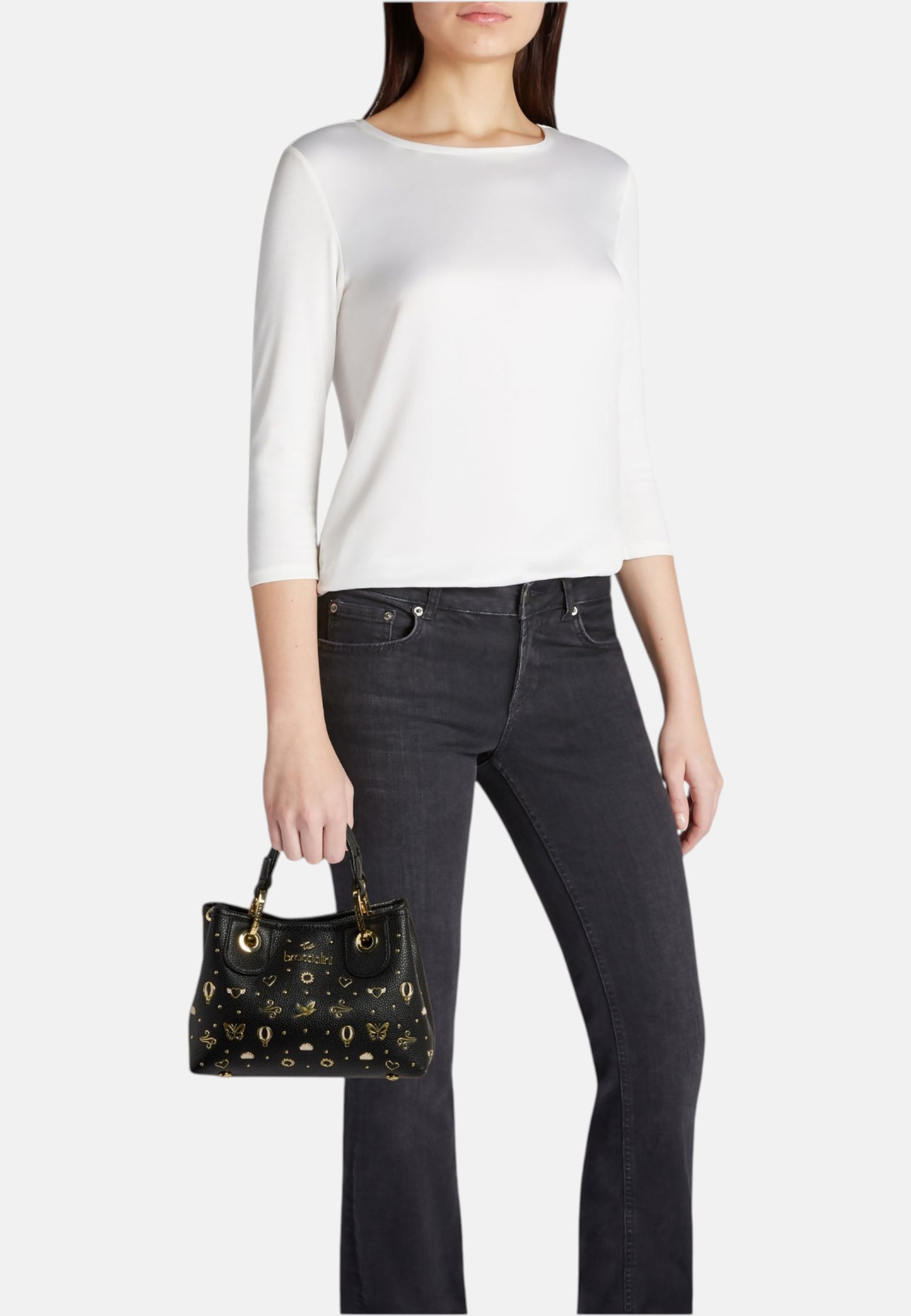 Borsa A Mano Donna Braccialini Small Con Doppio Manico Con Tracolla Beth Strass B18883YY