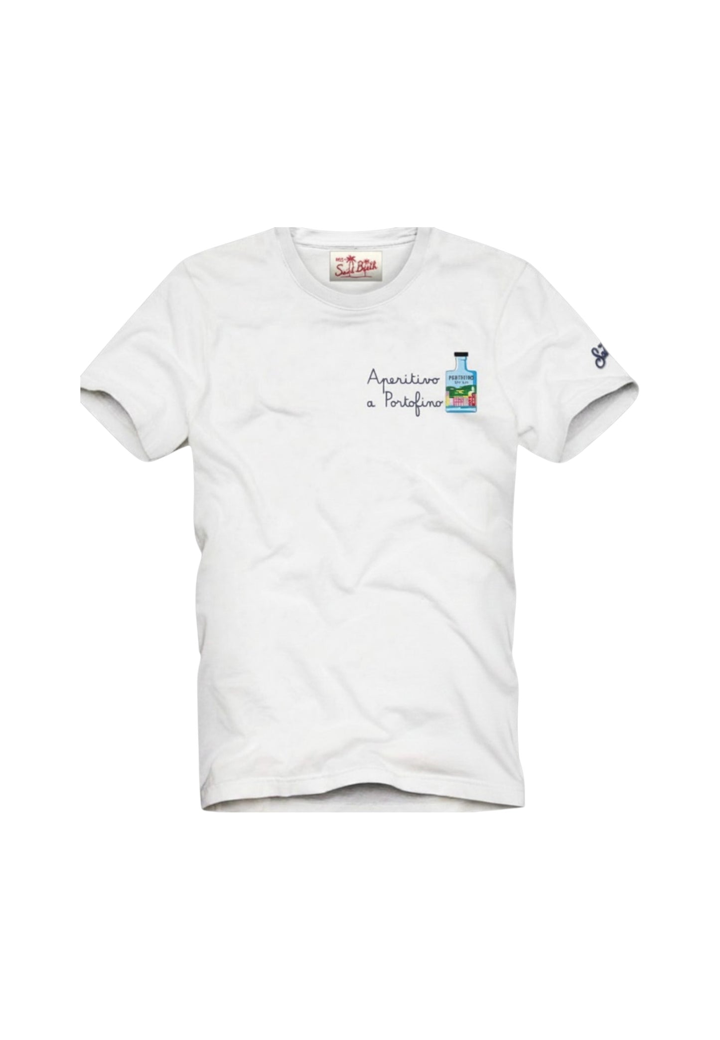 T-Shirt Manica Corta Uomo Mc2 Saint Barth Stampa E/O Ricamo Frontale Portofino Aperitivo Portofino POT0001
