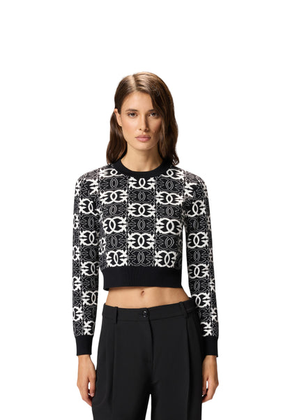 Maglia A Girocollo Donna Pinko Cropped Con Logo Allover Gypsies 106041A2YD