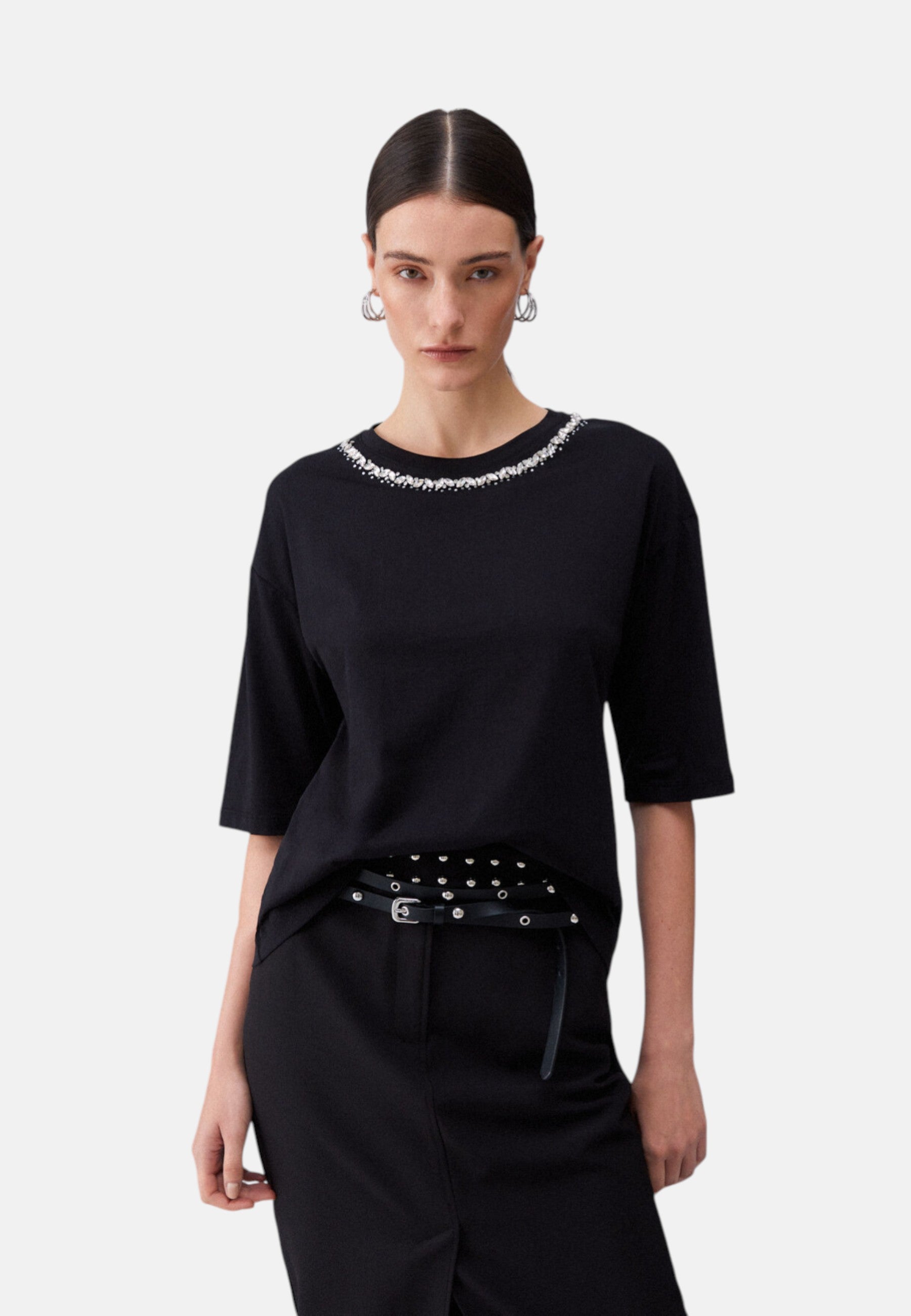T-Shirt Manica Corta Donna Liu Jo Collar Motif Eco Line WA6128JS904