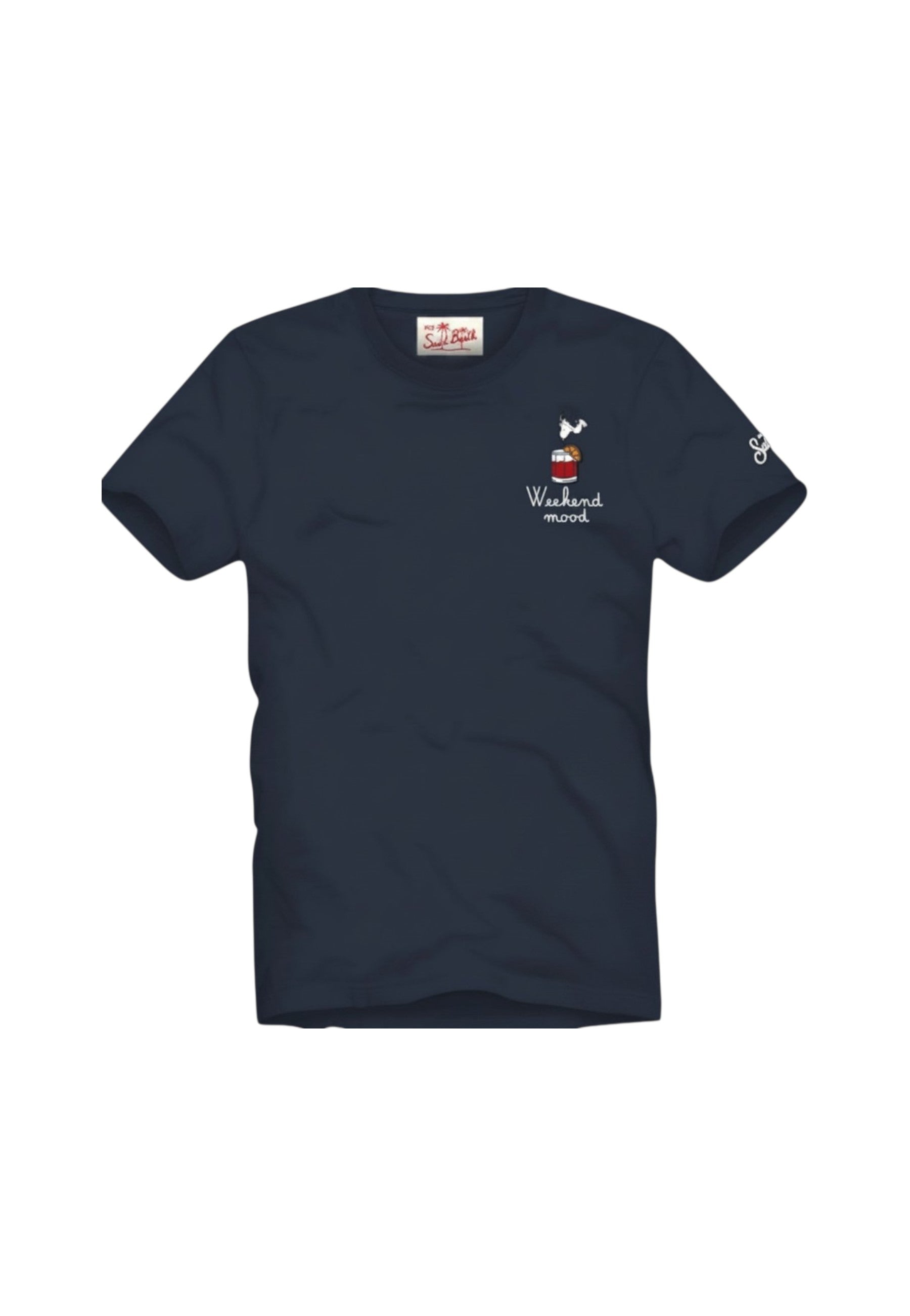 T-Shirt Manica Corta Uomo Mc2 Saint Barth Stampa E/O Ricamo Frontale Snoopy Weekend Dive Portofino POT0001
