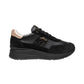 Sneakers Basse Donna Nero Giardini Tomaia in pelle e tessuto, chiusura con lacci, pannelli sovrapposti, fondo rialzato, suola in gomma, Made in Italy  I617330D