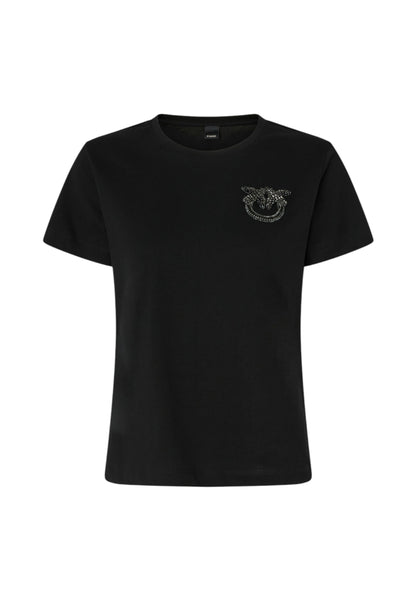 T-Shirt Manica Corta Donna Pinko Ricamo Logo Love Birds In Cristalli Nambrone 103320A2RN