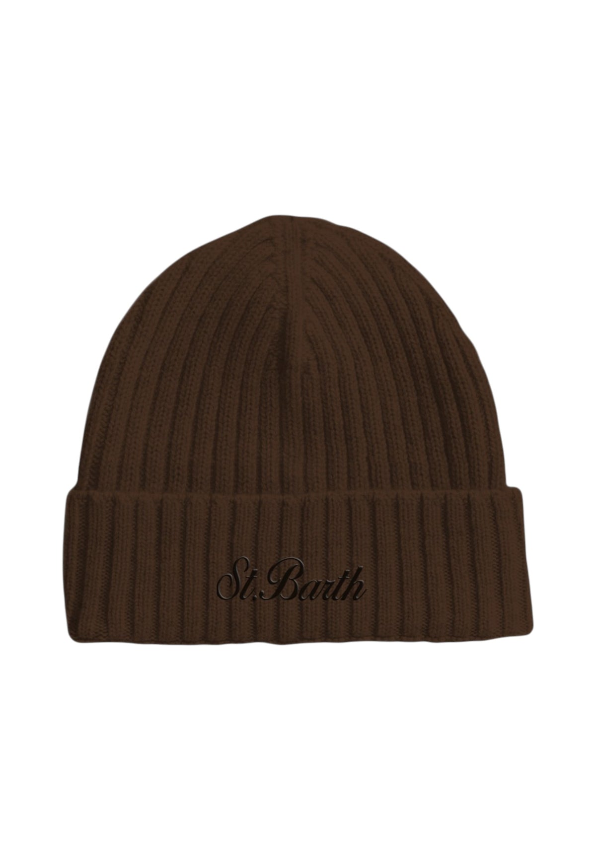 Berretto  Uomo Mc2 Saint Barth Lavorazione A Coste, Risvolto, Logo Ricamato Wengen Wool WENG027