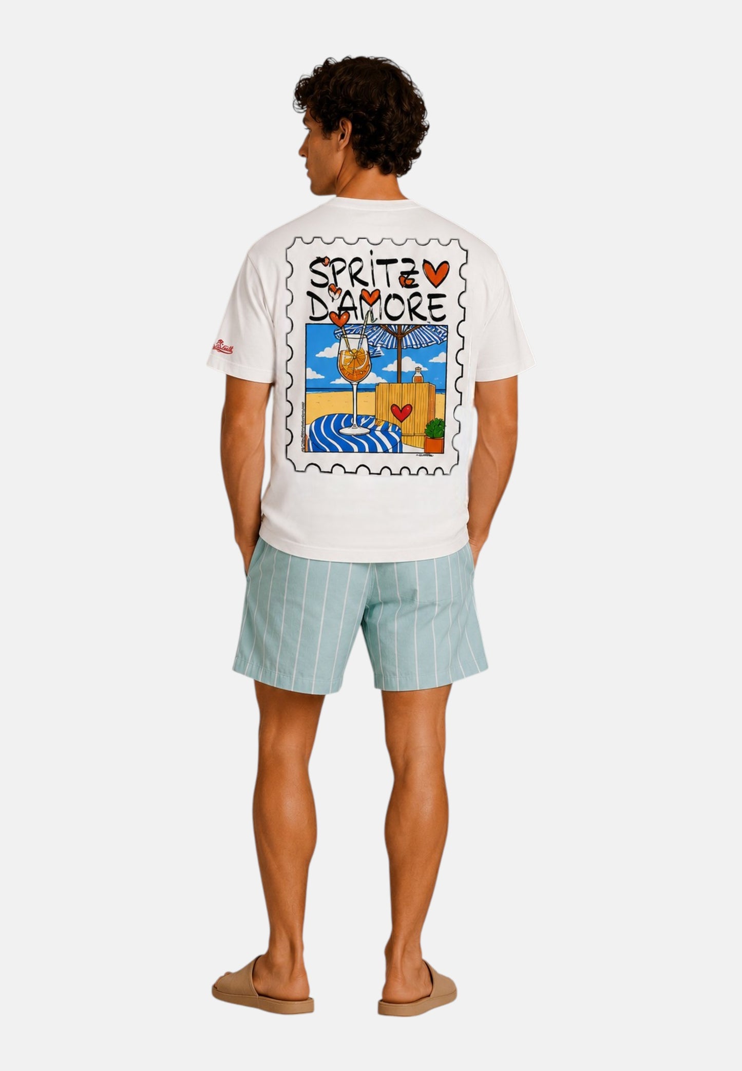 T-Shirt Manica Corta Uomo Mc2 Saint Barth Stampa/Ricamo Fronte E Retro Spritz Amore Portland PRL0002