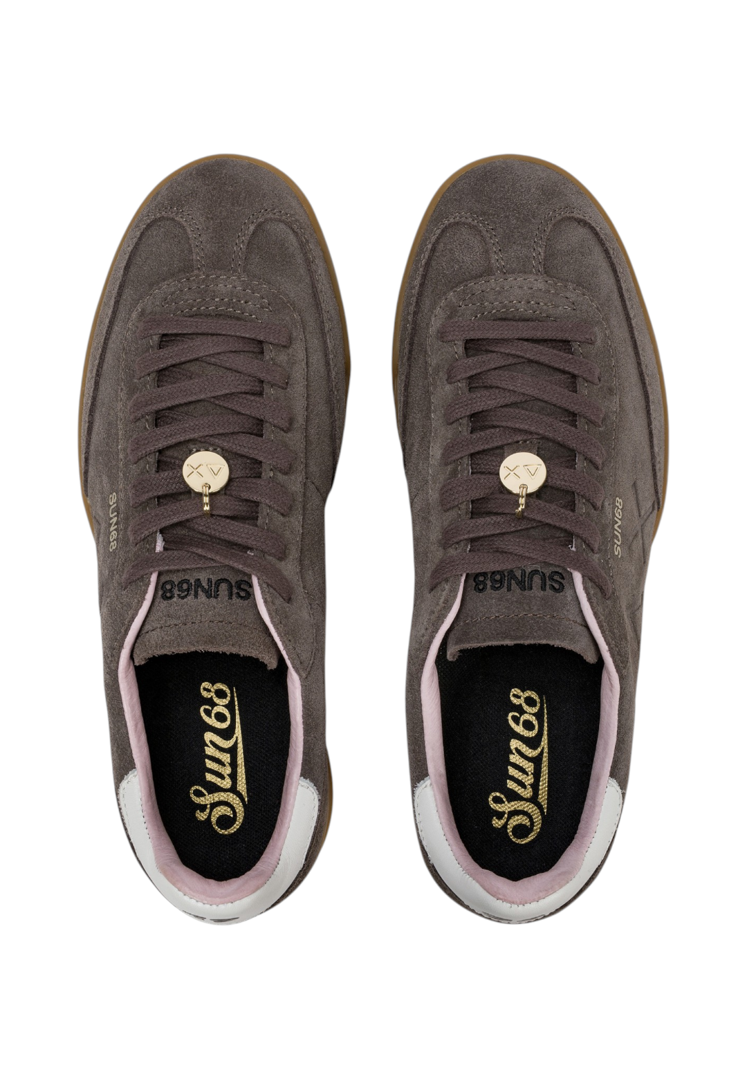 Sneakers Basse Donna Sun68 Stile Tennis, Suede, Logo Traforato, Charm Logato California Sun Woman Z46253