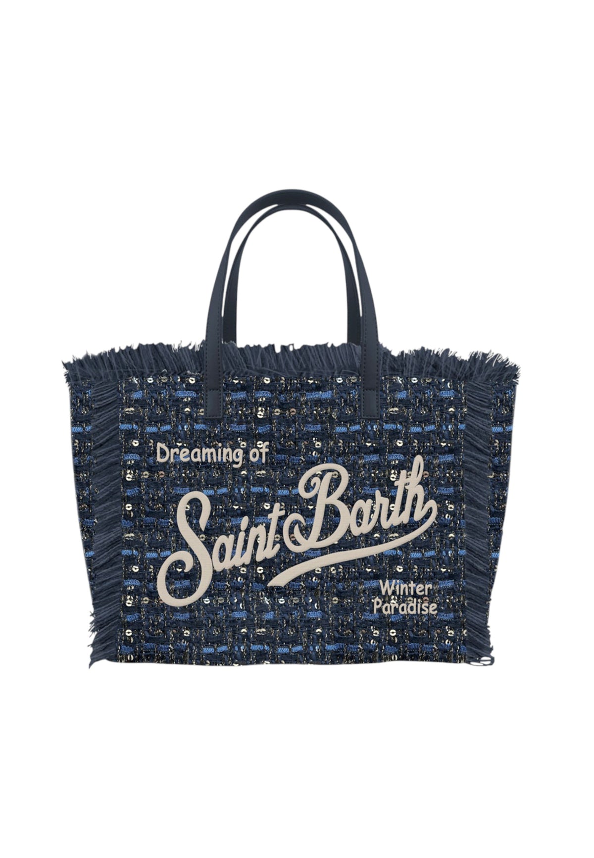 Borsa A Spalla Donna Mc2 Saint Barth Logo Sul Davanti, Doppi Manici, Bordo Sfrangiato, Il Logo Saint Barth Sul Davanti Colette Tweed N COL0050-SHINY