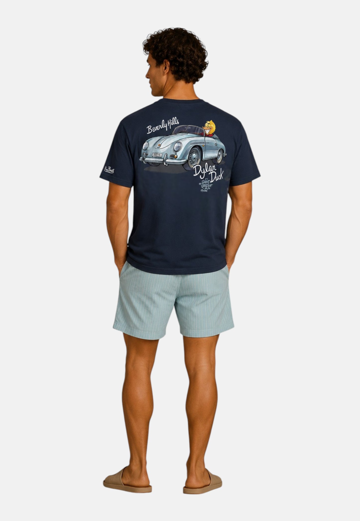 T-Shirt Manica Corta Uomo Mc2 Saint Barth Stampa/Ricamo Fronte E Retro Cpt Dylan Duck Portland PRL0002