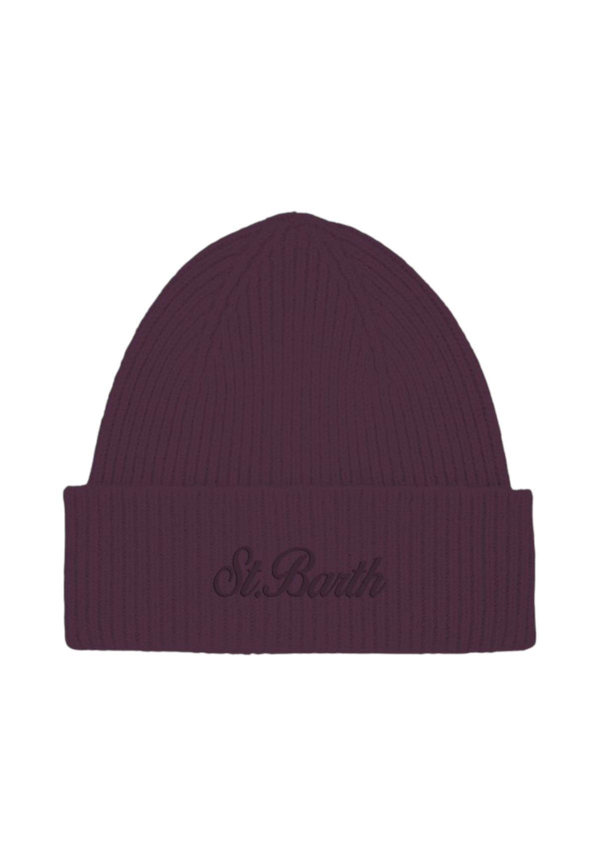 Berretto  Donna Mc2 Saint Barth Lavorazione A Coste, Risvolto, Logo Ricamato Moss Wool MOS0004