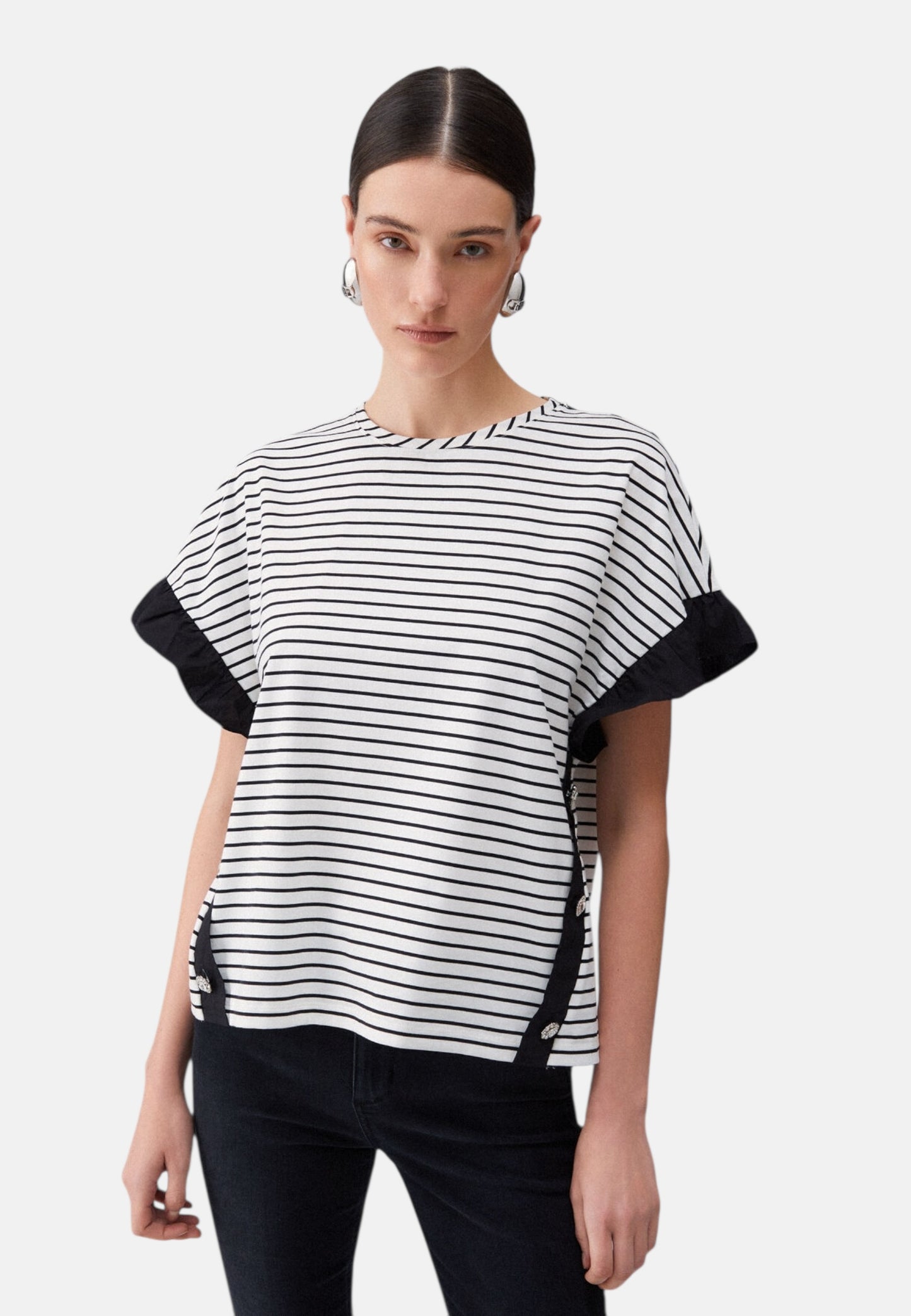 T-Shirt Manica Corta Donna Liu Jo Black&White stripe  WA6496J4909