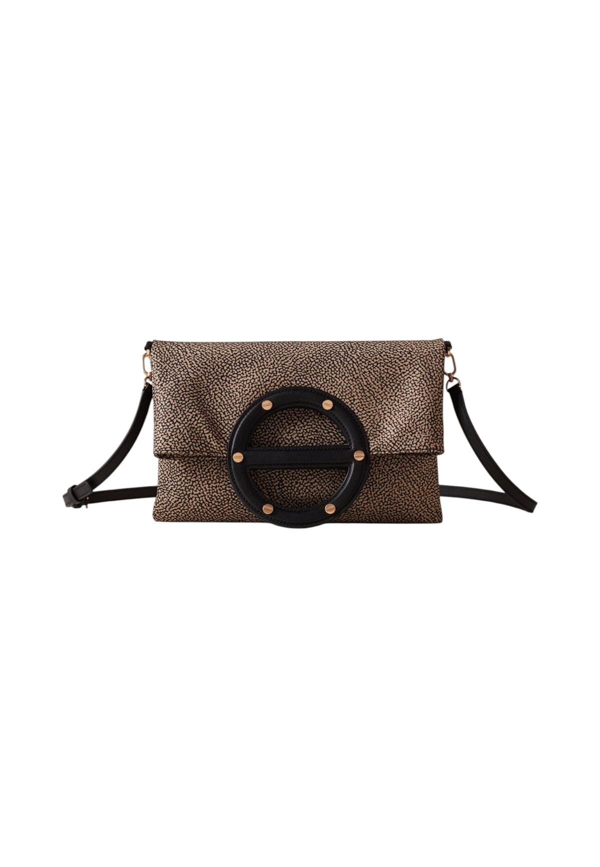 Borsa A Tracolla Donna Borbonese Formato small, Costruzione piatta, Tessuto riciclato, Stampa OP, Dettagli in vitello Vis-A-Vis 91010217AH1