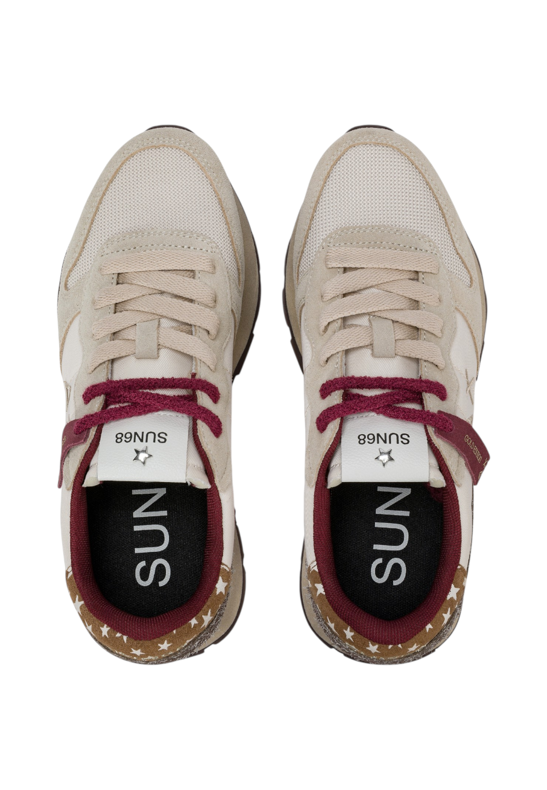 Sneakers Basse Donna Sun68 Stile Running, Nylon E Suede, Ricami Floreali Ally Vintage Z46207