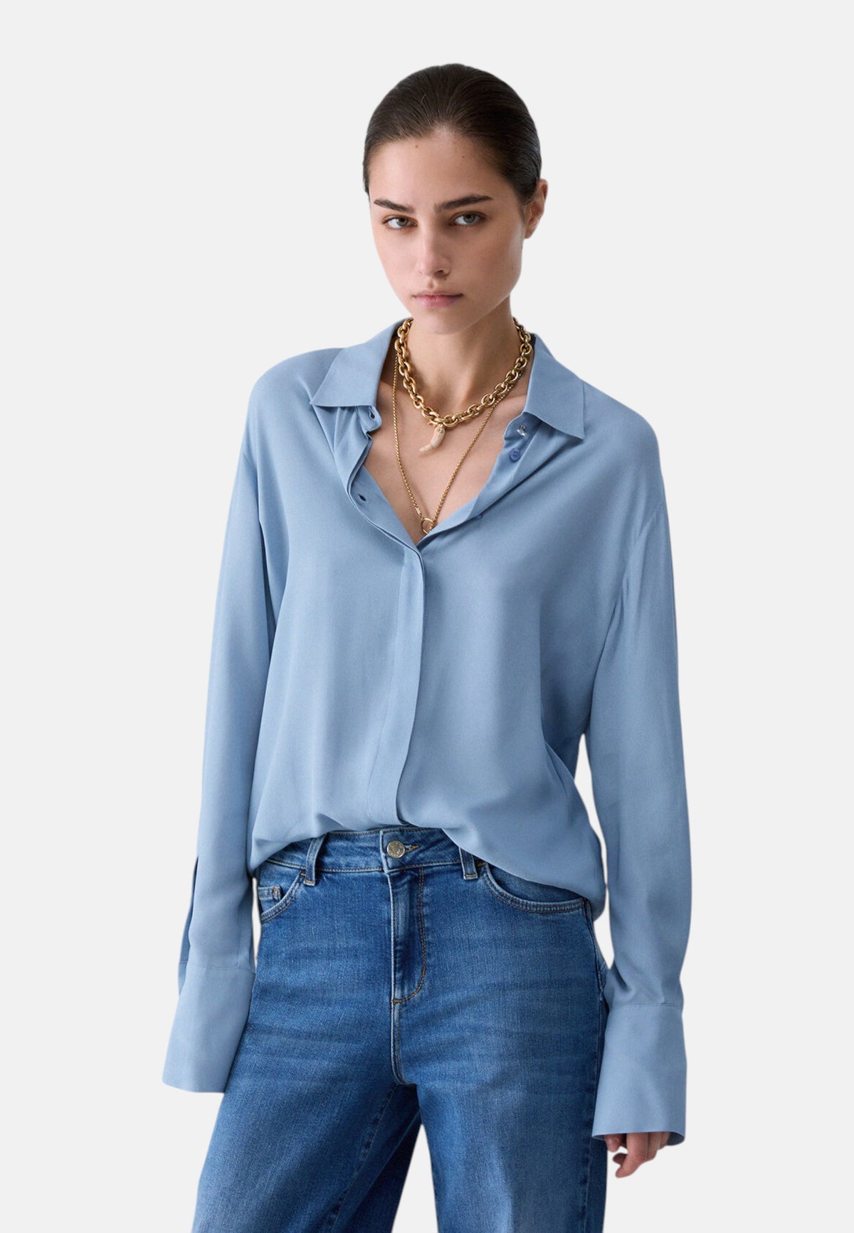 Camicia Manica lunga Donna Liu Jo Con Bottone Strass  CF6207T2578