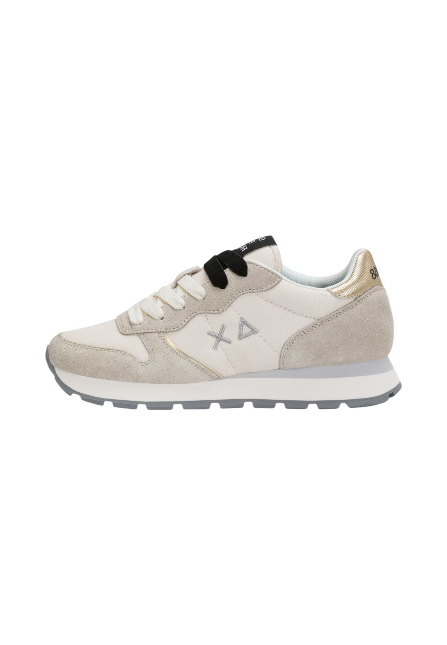 Sneakers Basse Donna Sun68 Stile Running, Nylon E Suede, Dettagli Laminati Ally Silver Gold Z46202