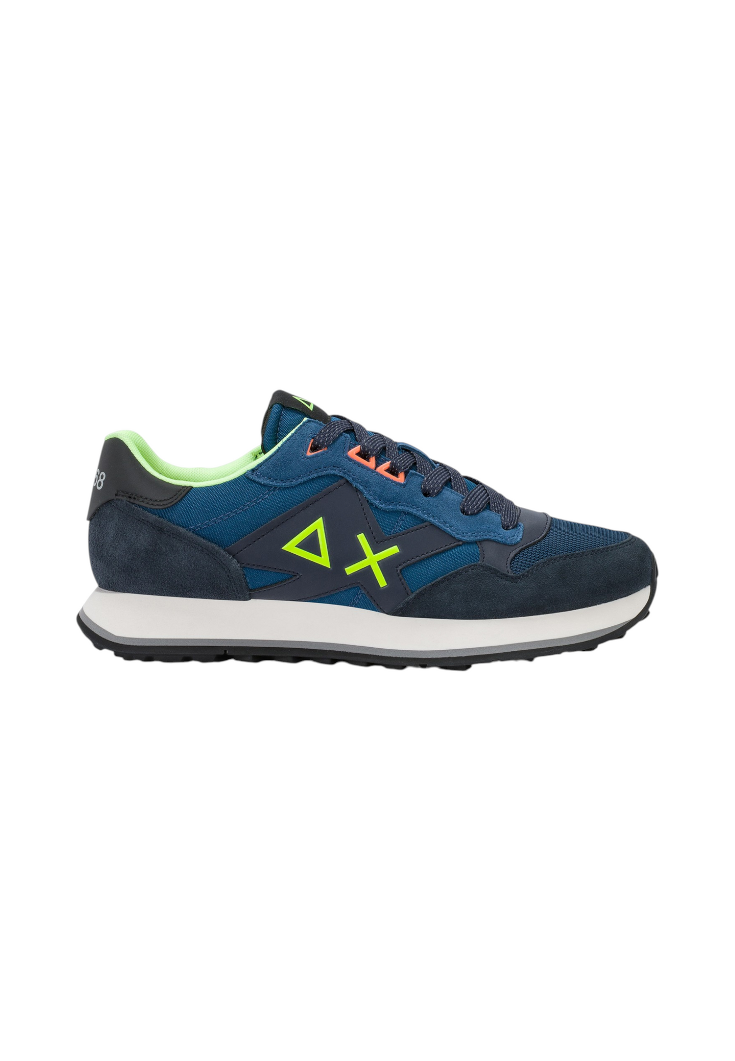 Sneakers Basse Uomo Sun68 Stile Running, Nylon E Suede, Maxi Logo, Dettagli Fluo Jaki 2.0 Fluo Z46123