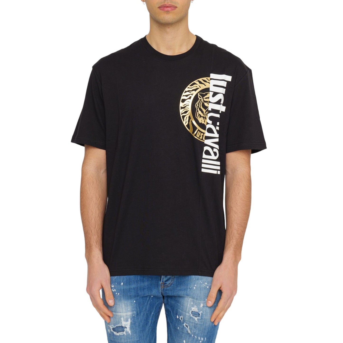 T-Shirt Manica Corta Uomo Just Cavalli  74Mm600 R T Round Split Logo 74OBHF05CJ200