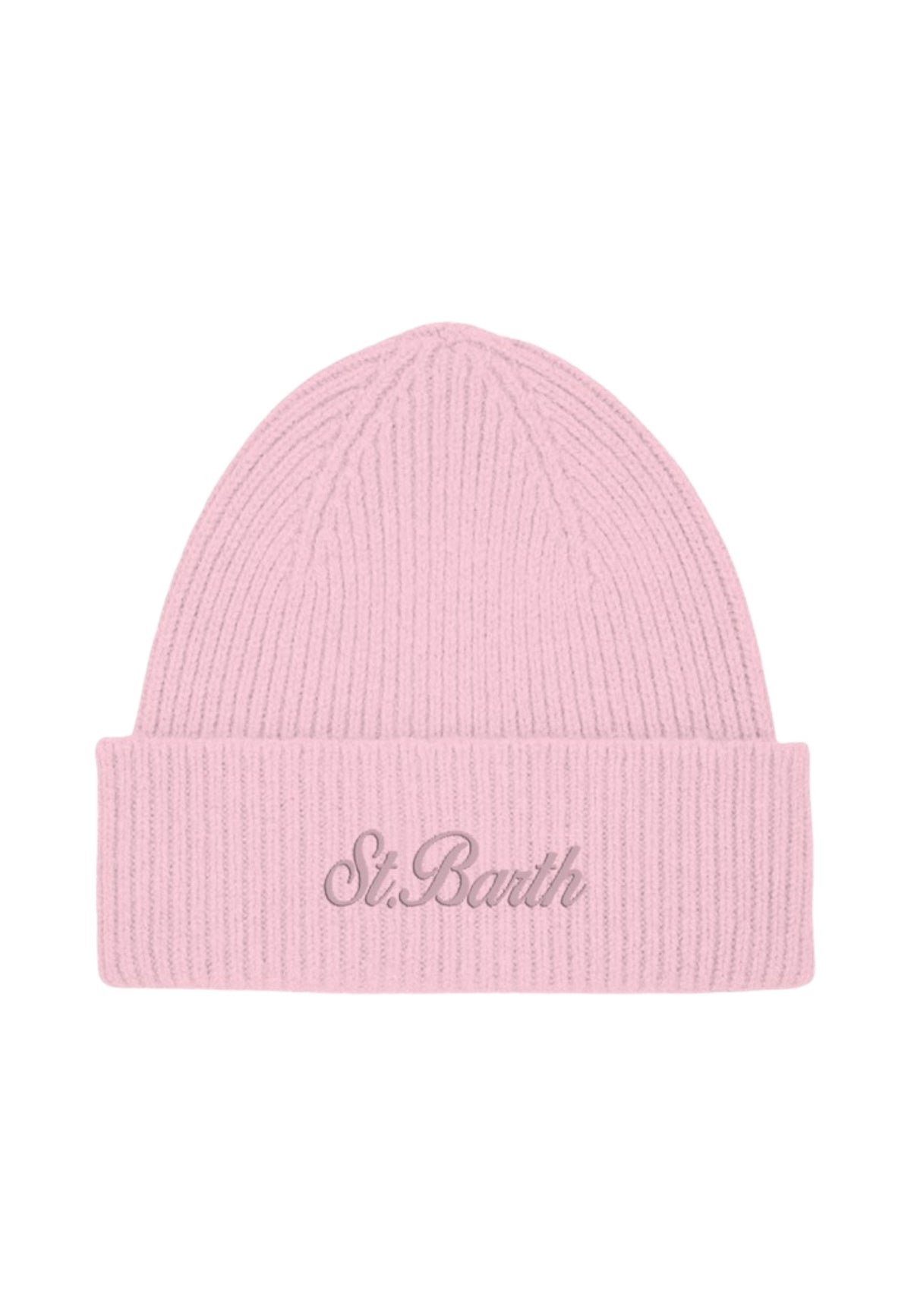 Berretto  Donna Mc2 Saint Barth Lavorazione A Coste, Risvolto, Logo Ricamato Moss Wool MOS0004