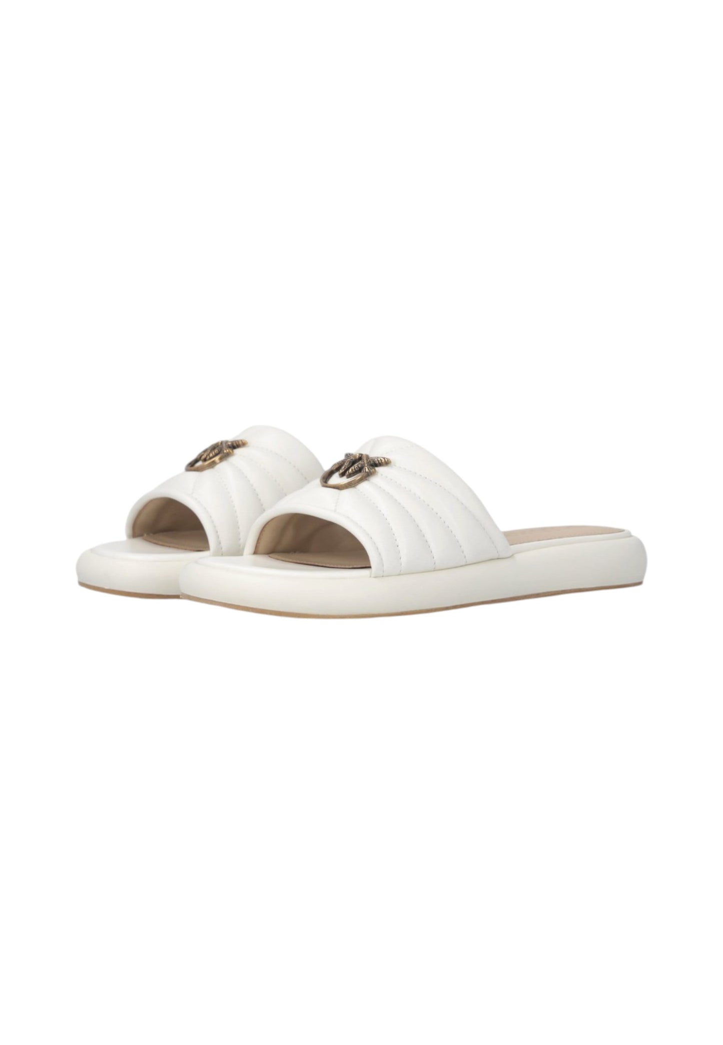 Ciabatte  Donna Pinko In Nappa Trapuntata Con Logo Love Birds Fiona 03 SD0525P003