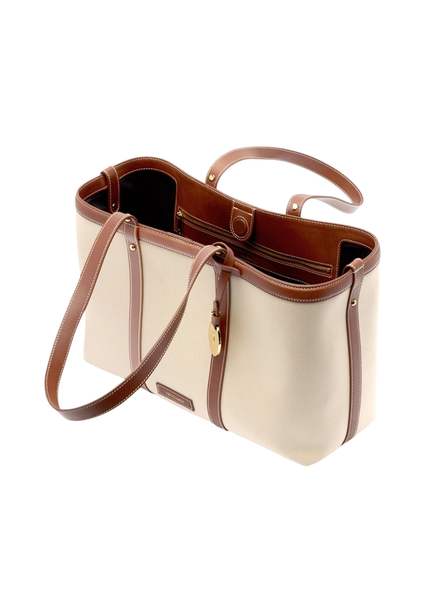 Borsa A Spalla Donna Trussardi Shopper In Canvas E Pelle Elba Z772E006473N