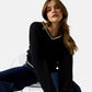 Maglione Scollo A V Donna Guess Righe, Maglia ottoman Gj W6YR01Z0847