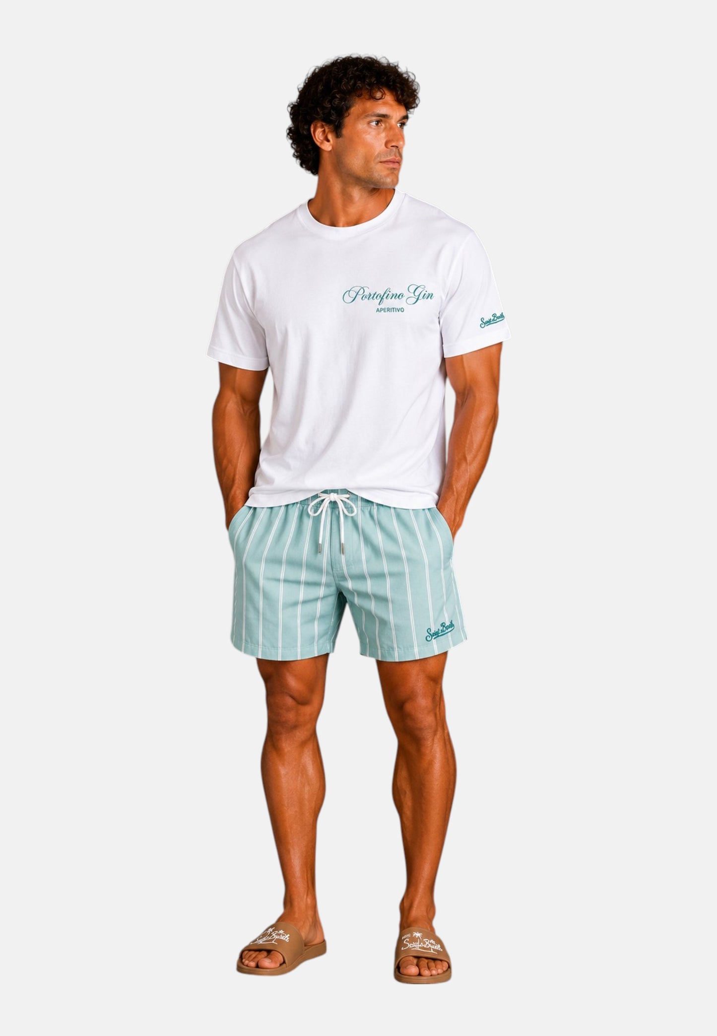 T-Shirt Manica Corta Uomo Mc2 Saint Barth Stampa/Ricamo Fronte E Retro Portofino In Piazzetta Portland PRL0002
