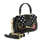 Borsa A Mano Donna Braccialini A Bauletto, Singolo con tracolla removibile e regolabile, Chiusura con clip, Due tasche interne, una con zip e una aperta, Borchie, patch e dettagli in cristallo, Dimensioni: 21 x 6.5 x 15 Cm Rock B19270YY
