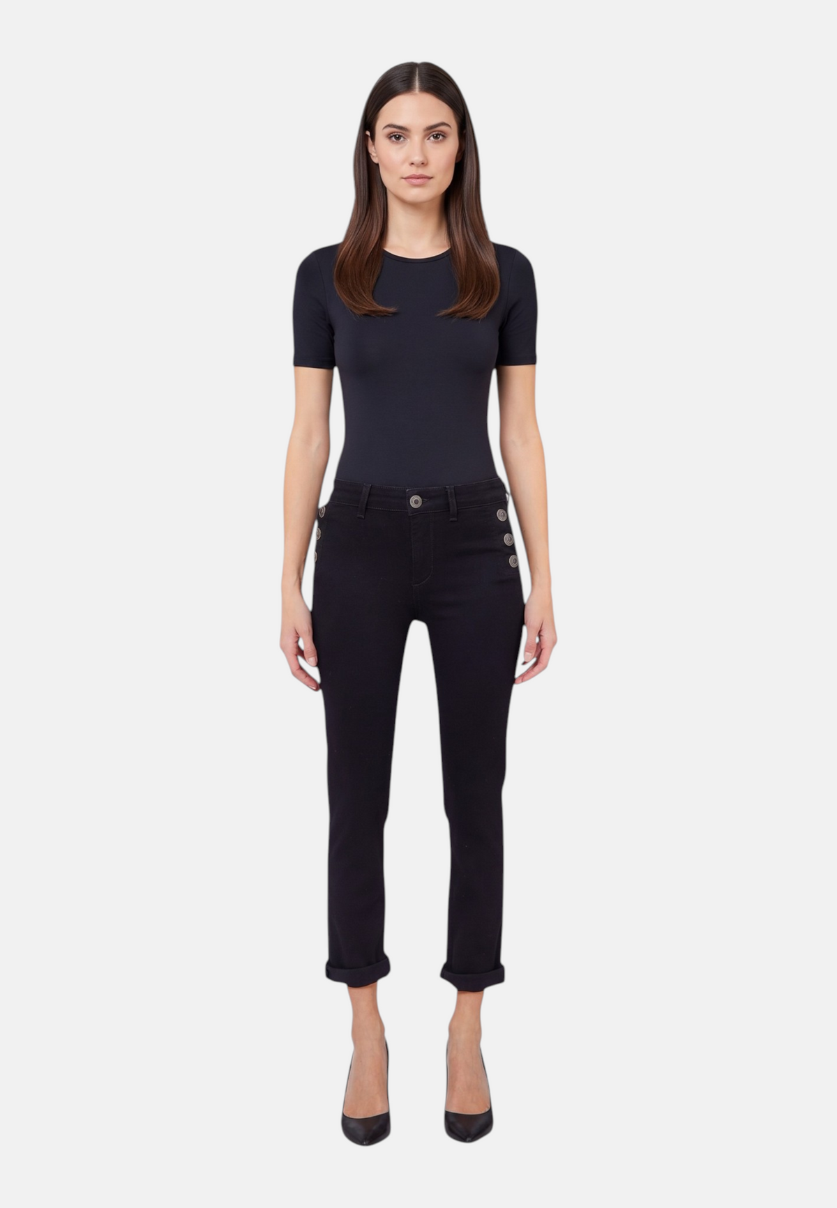 Jeans Slim Fit Donna Liu Jo Bottom Up A Vita Alta Monroe Button UF6094D0328