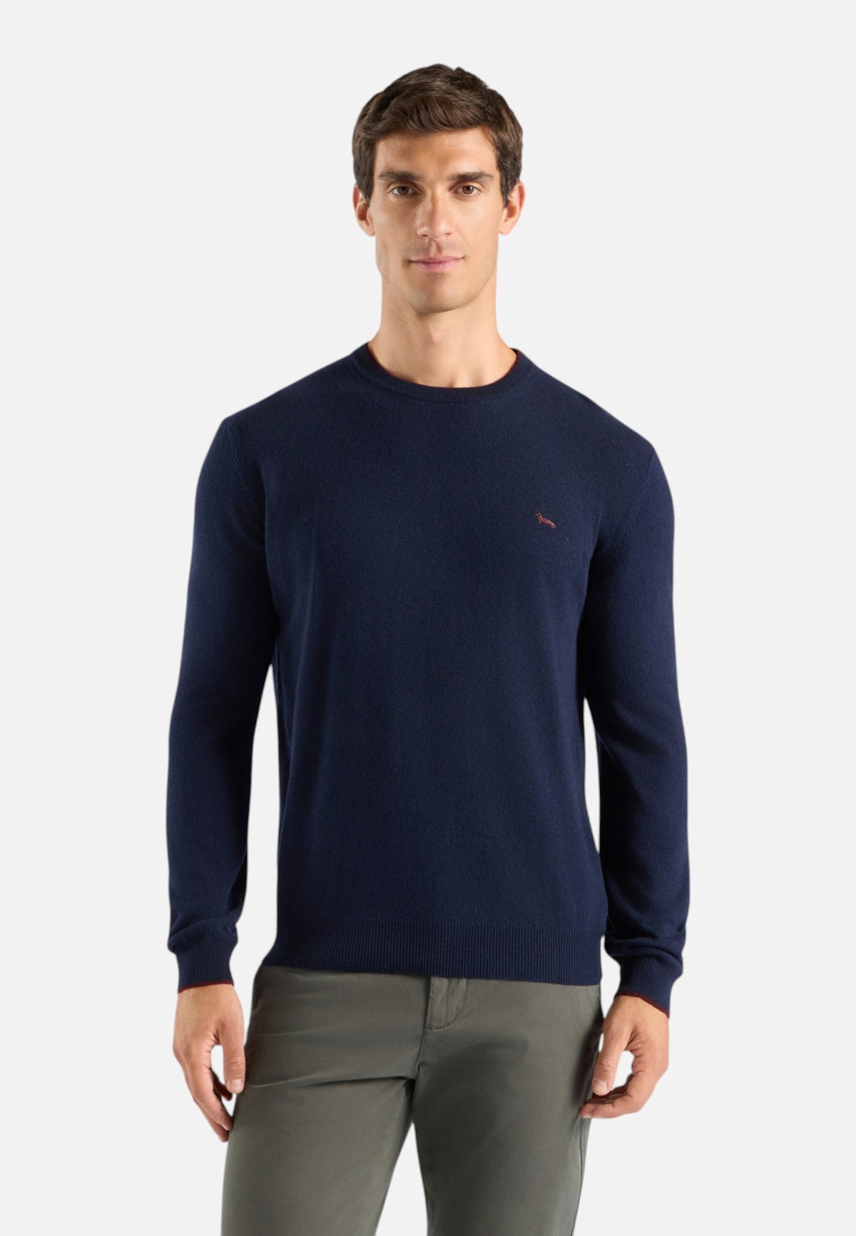Maglione A Girocollo Uomo Harmont & Blaine Misto lana e cashmere, Dettagli a contrasto, Regular Fit, Finiture a costine, Logo Harmont & Blaine  HRR007030187