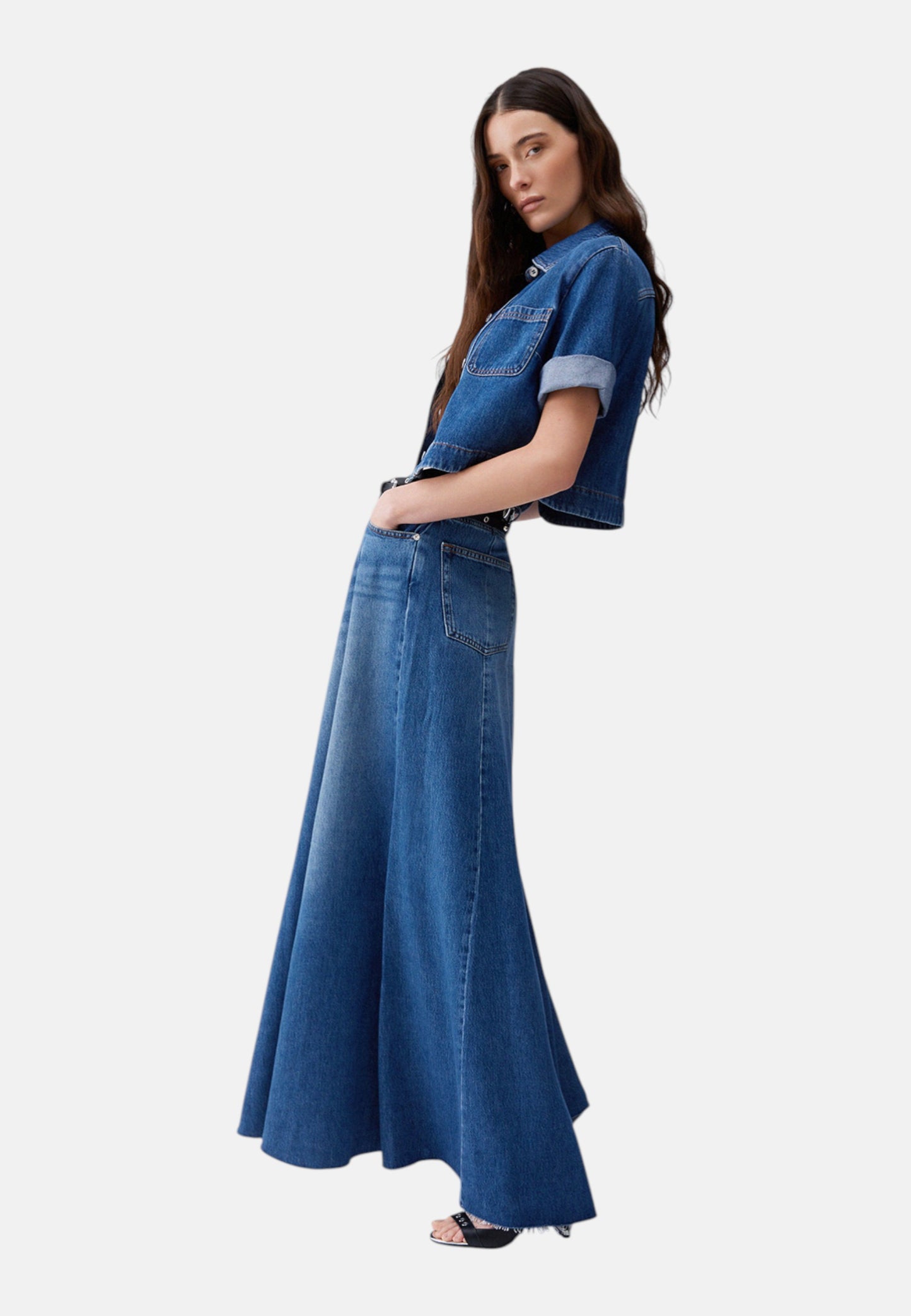 Gonna Lunga Donna Liu Jo In Denim Fluido  UA6171D0319