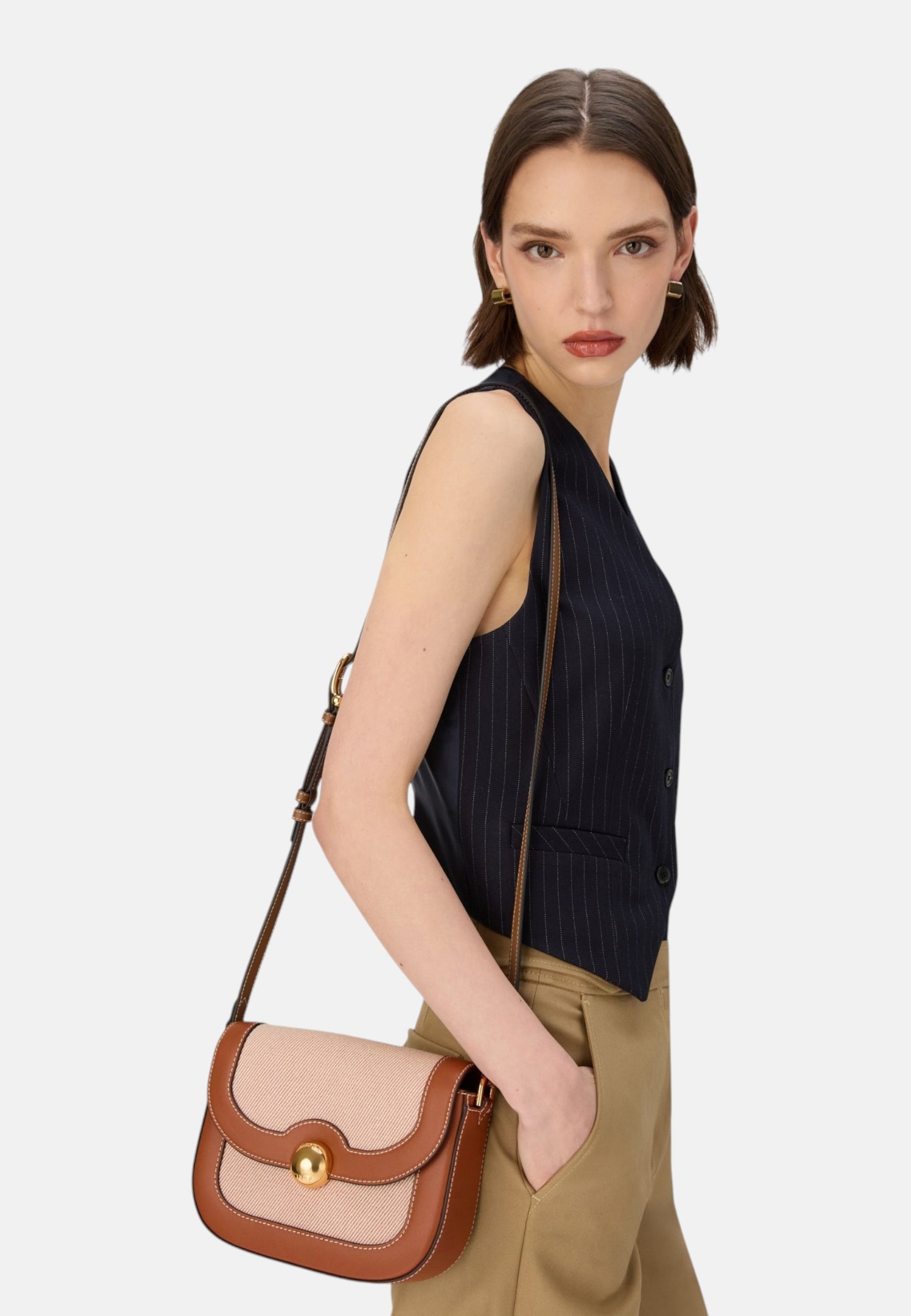 Borsa A Tracolla Donna Furla Crossbody Rotonda Small Tessuto Canvas Furla Moonlight WB01887BX3542