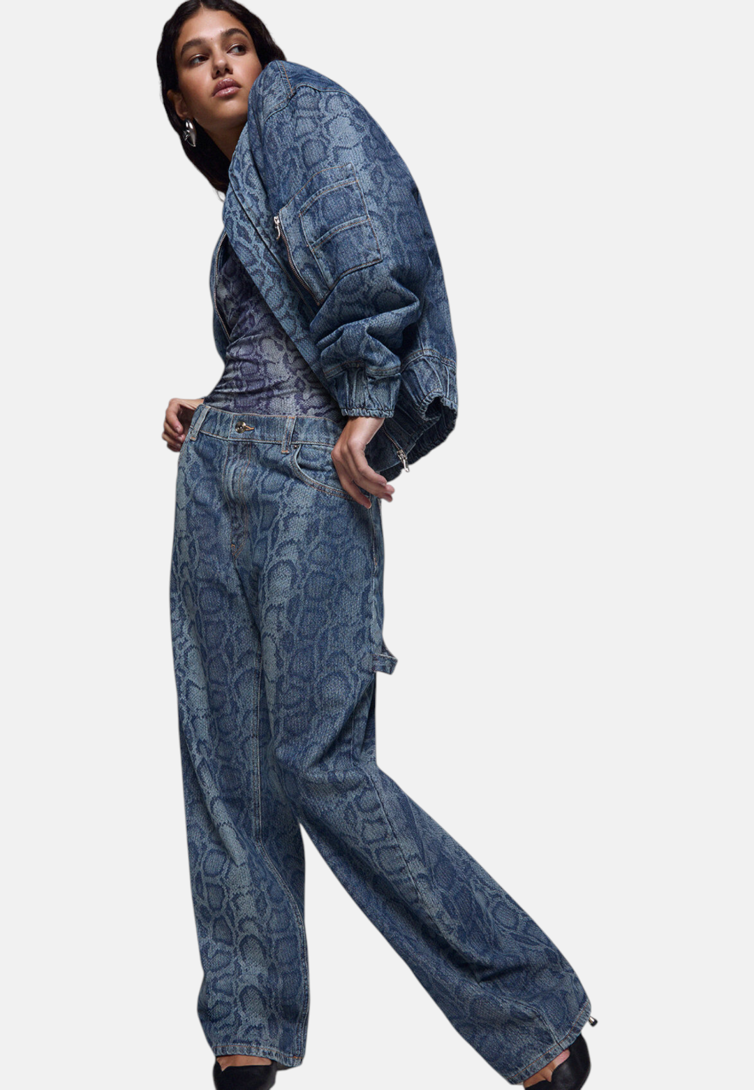 Jeans Barrel Fit Donna Liu Jo Con Stampa Pitone  UF6519D0397