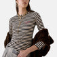 T-Shirt Manica lunga Donna Liu Jo A Righe Con Ricamo  WF6440J3988