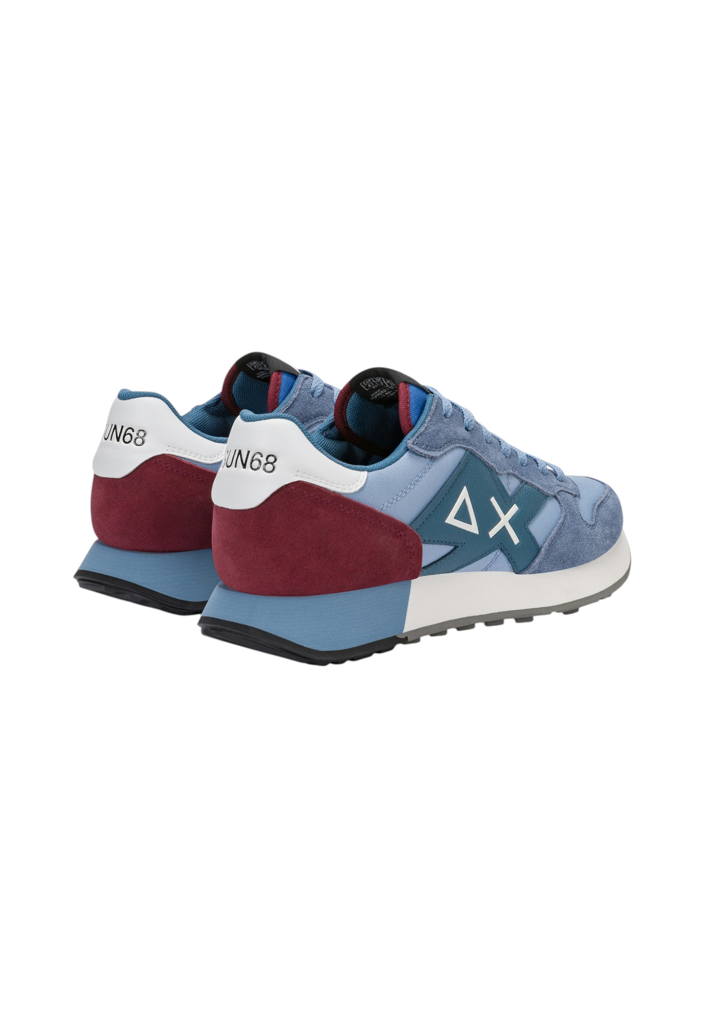 Sneakers Basse Uomo Sun68 Stile Running, Nylon E Suede, Maxi Logo Ricamato, Dettagli A Contrasto Jaki 2.0 Solid Z46121